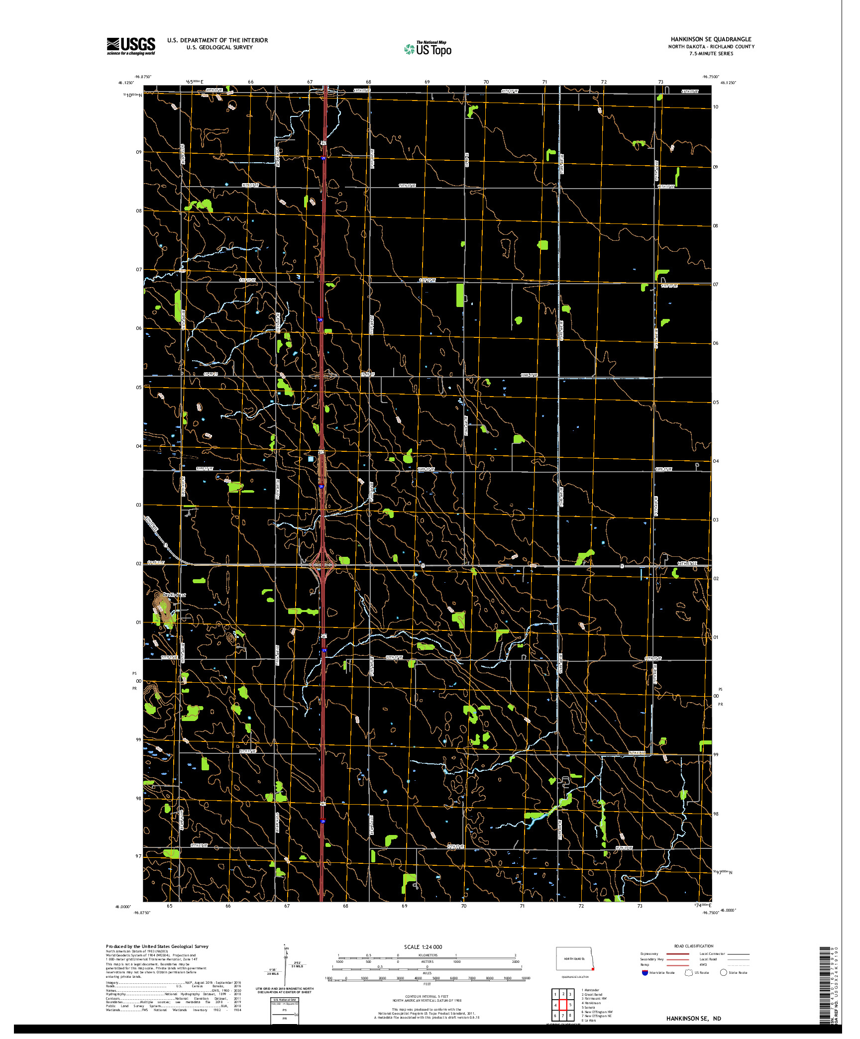 USGS US TOPO 7.5-MINUTE MAP FOR HANKINSON SE, ND 2020