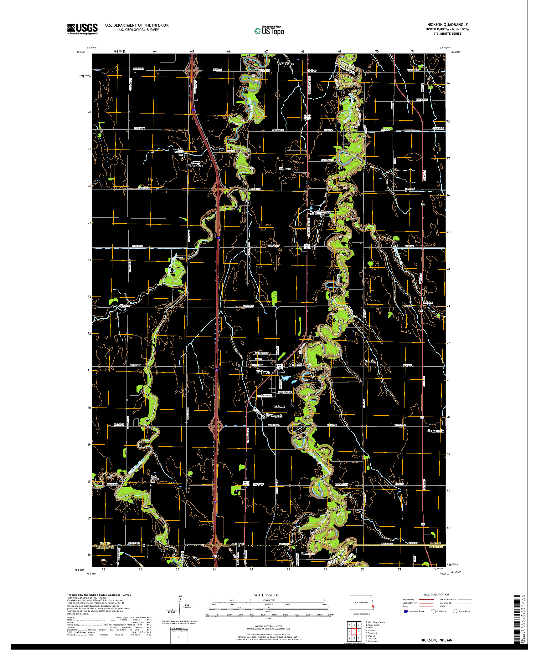 USGS US TOPO 7.5-MINUTE MAP FOR HICKSON, ND,MN 2020