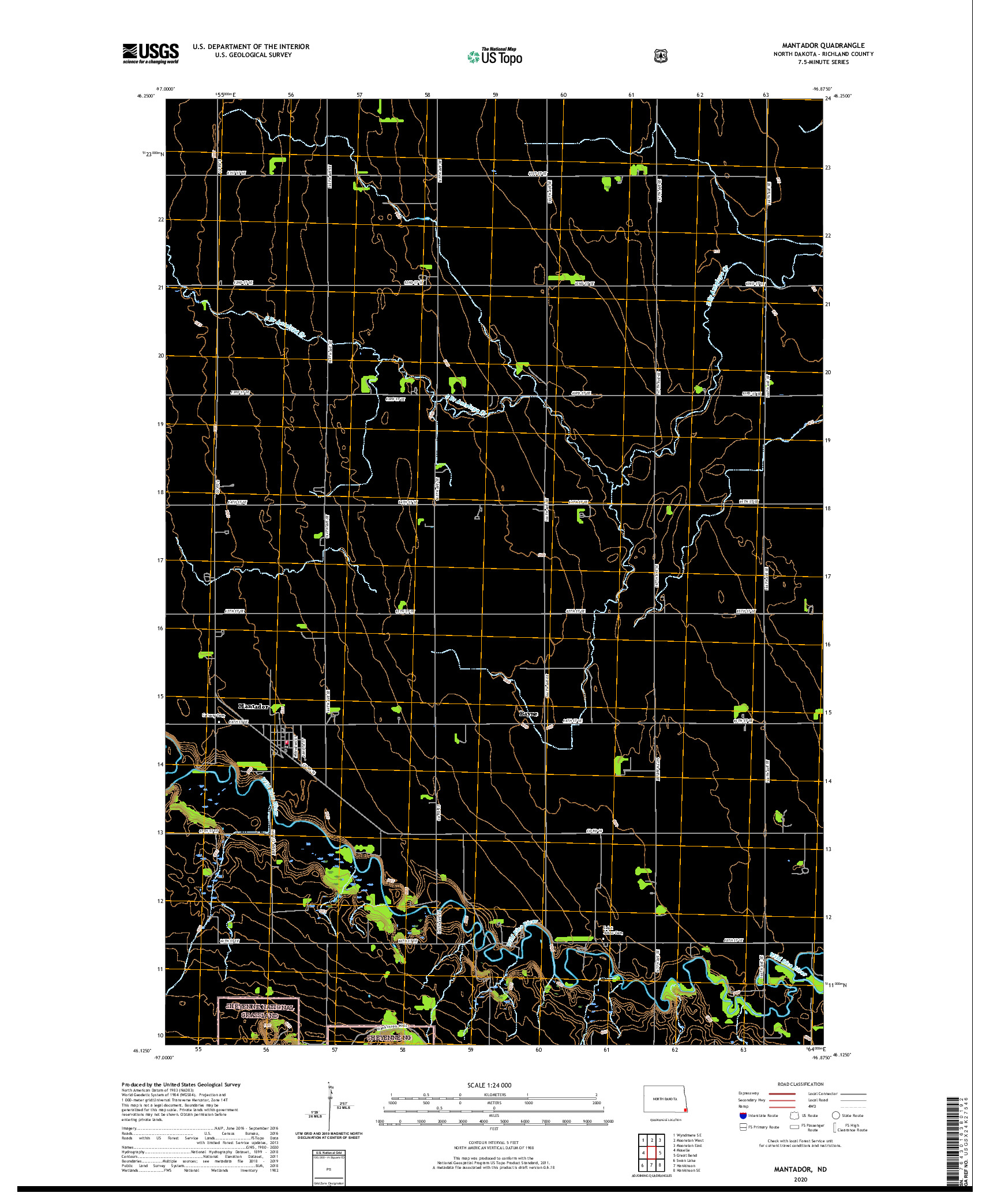 USGS US TOPO 7.5-MINUTE MAP FOR MANTADOR, ND 2020