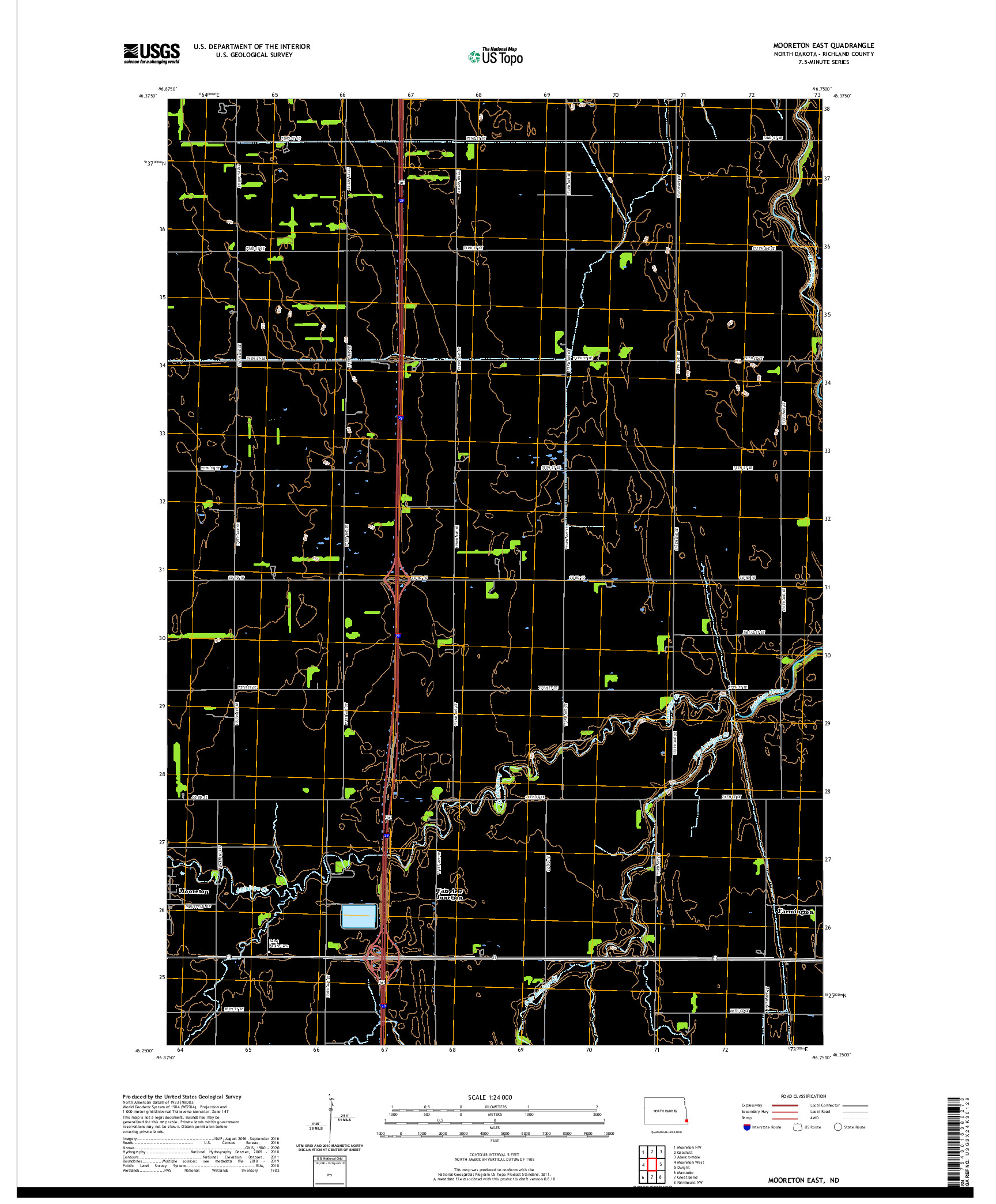 USGS US TOPO 7.5-MINUTE MAP FOR MOORETON EAST, ND 2020