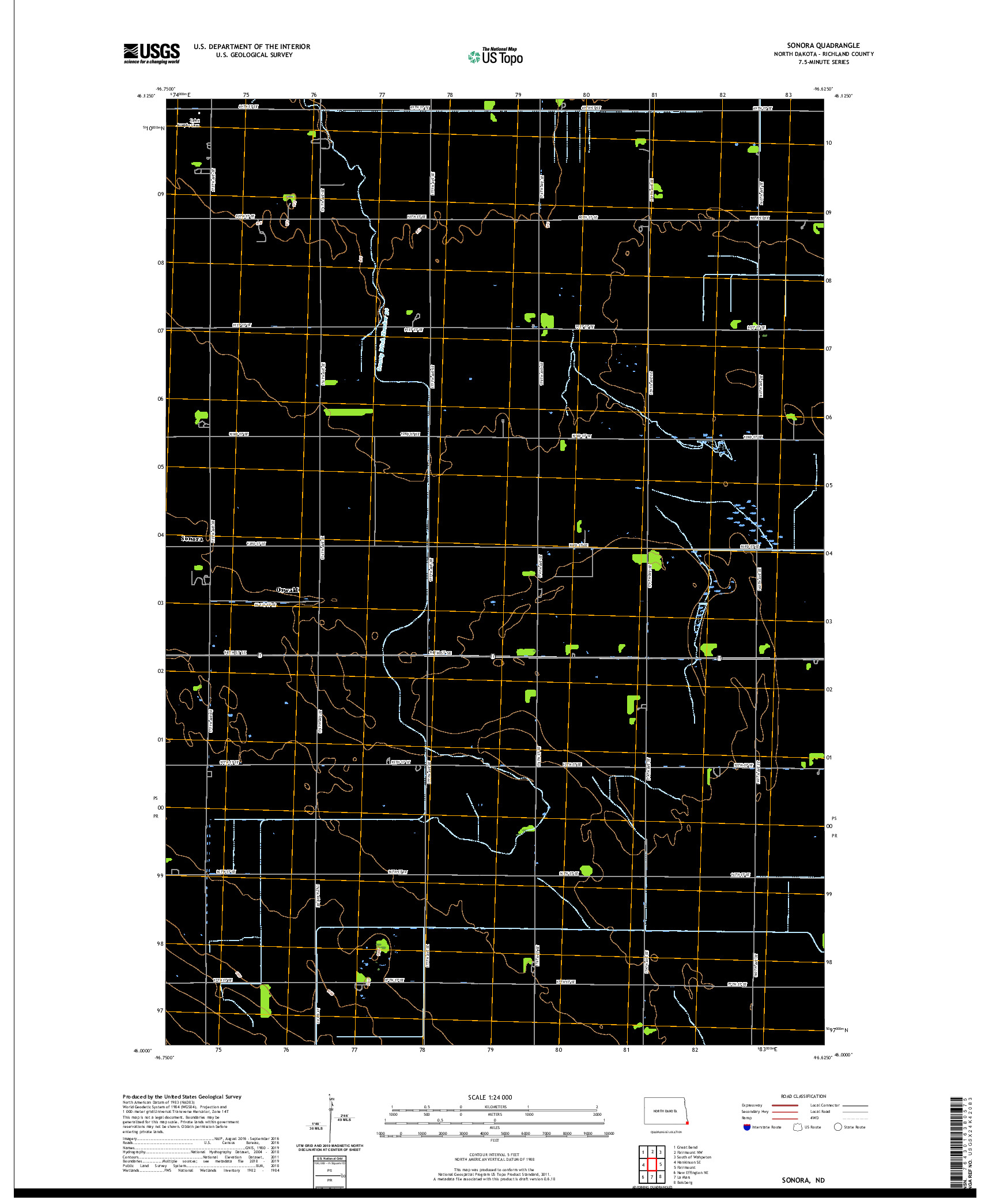 USGS US TOPO 7.5-MINUTE MAP FOR SONORA, ND 2020