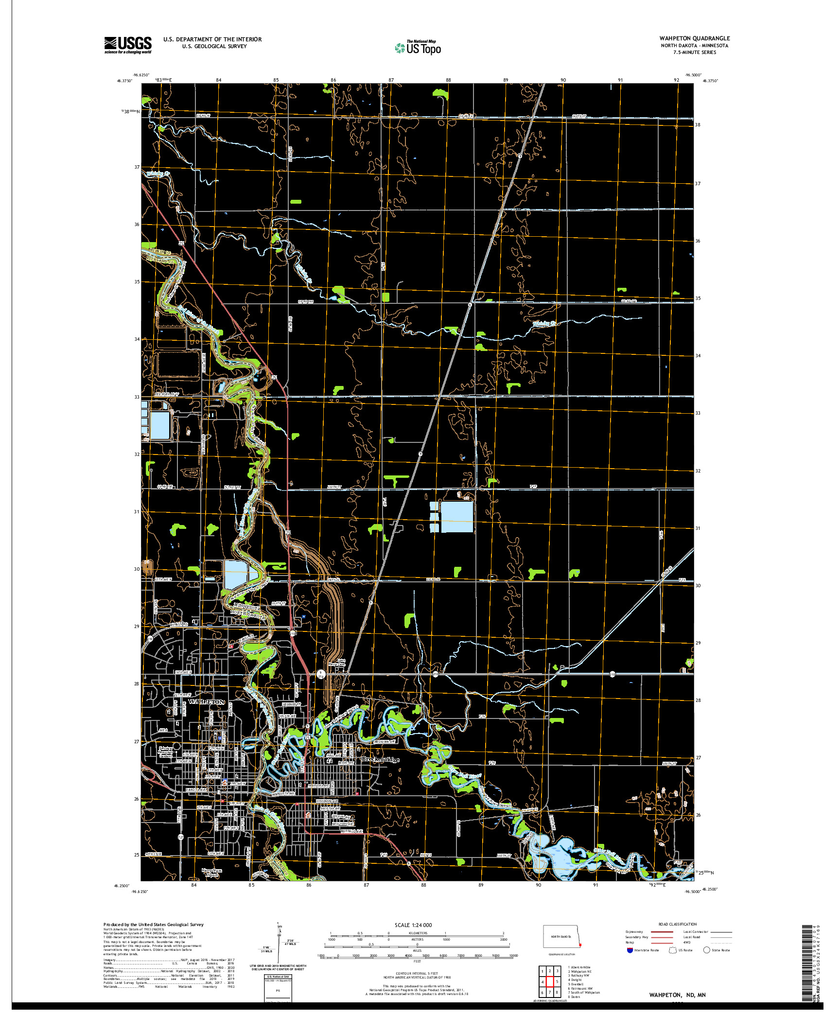USGS US TOPO 7.5-MINUTE MAP FOR WAHPETON, ND,MN 2020