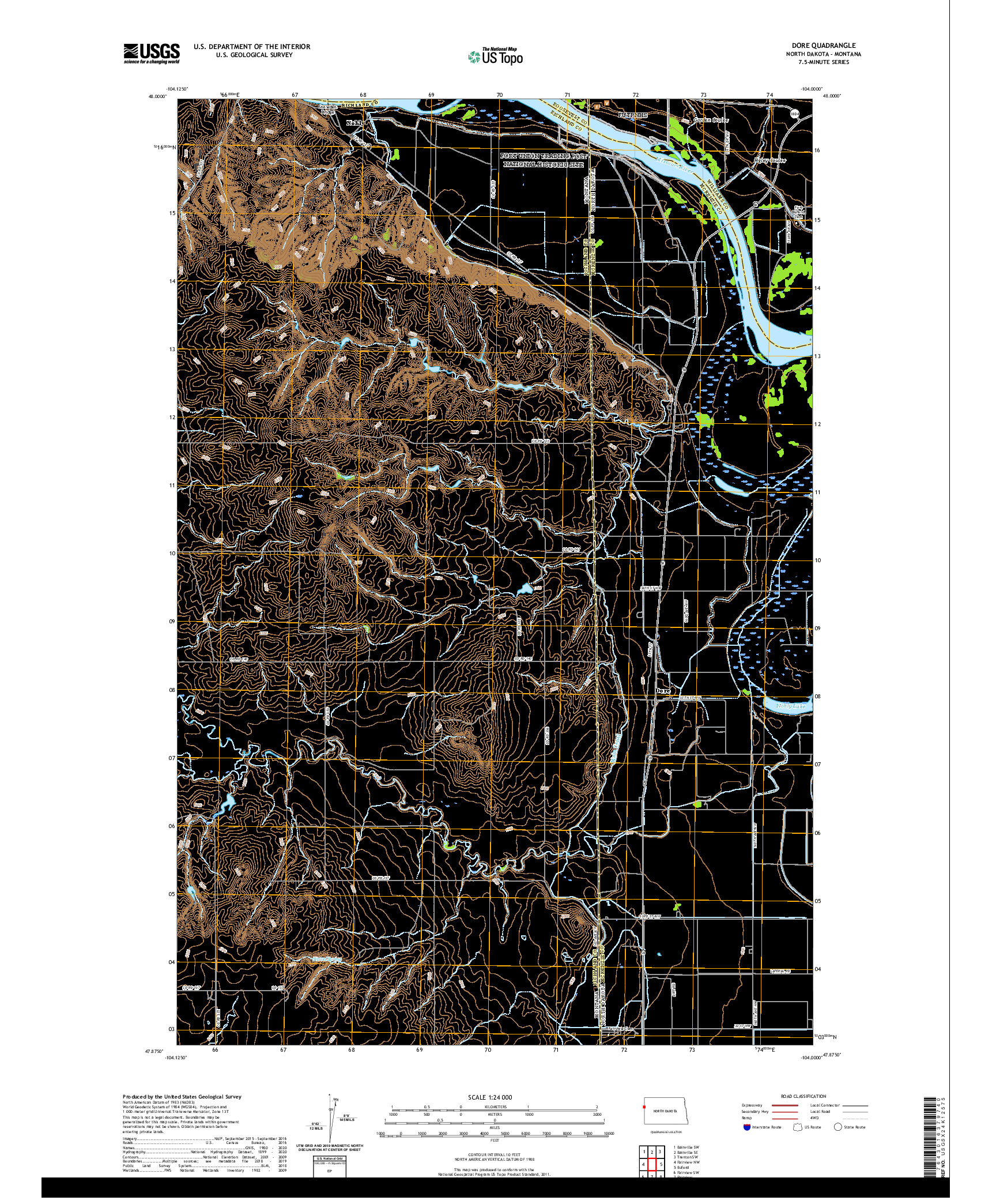 USGS US TOPO 7.5-MINUTE MAP FOR DORE, ND,MT 2020