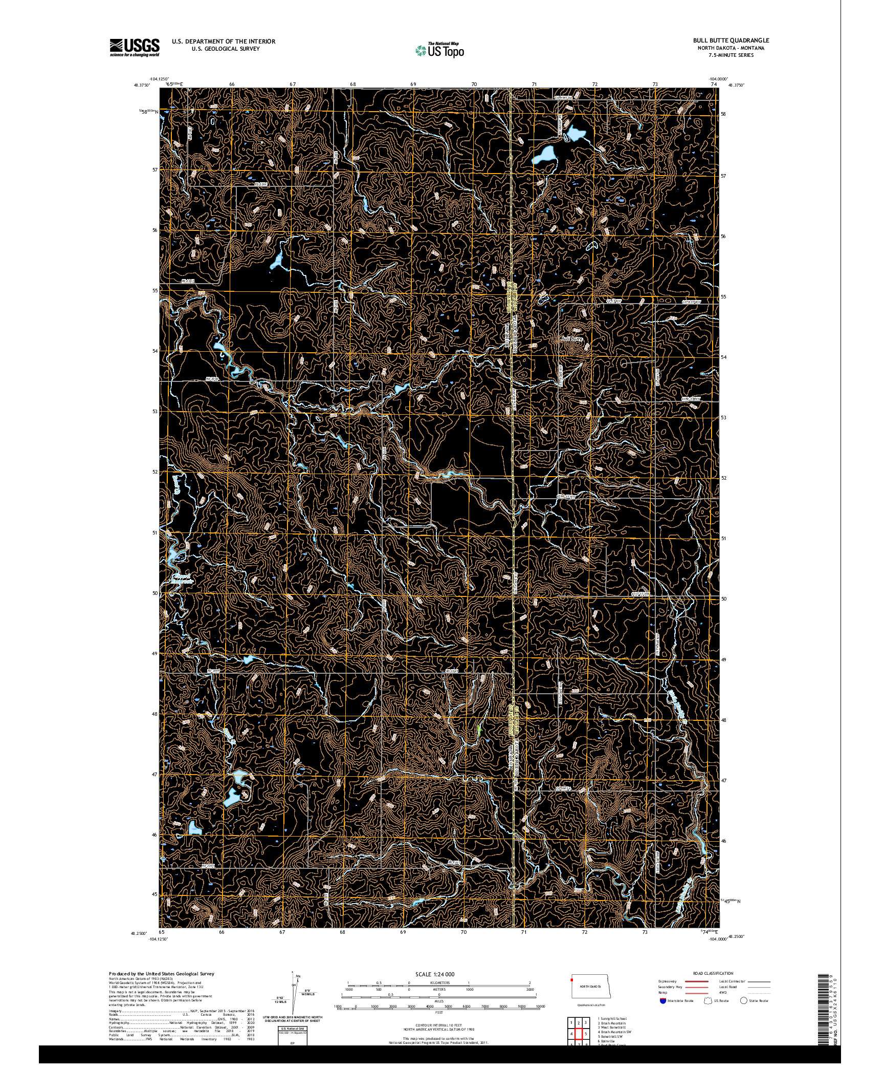 USGS US TOPO 7.5-MINUTE MAP FOR BULL BUTTE, ND,MT 2020