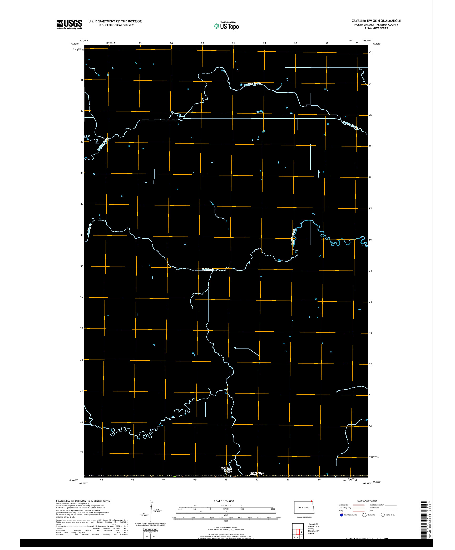 USGS US TOPO 7.5-MINUTE MAP FOR CAVALIER NW OE N, ND,MB 2020