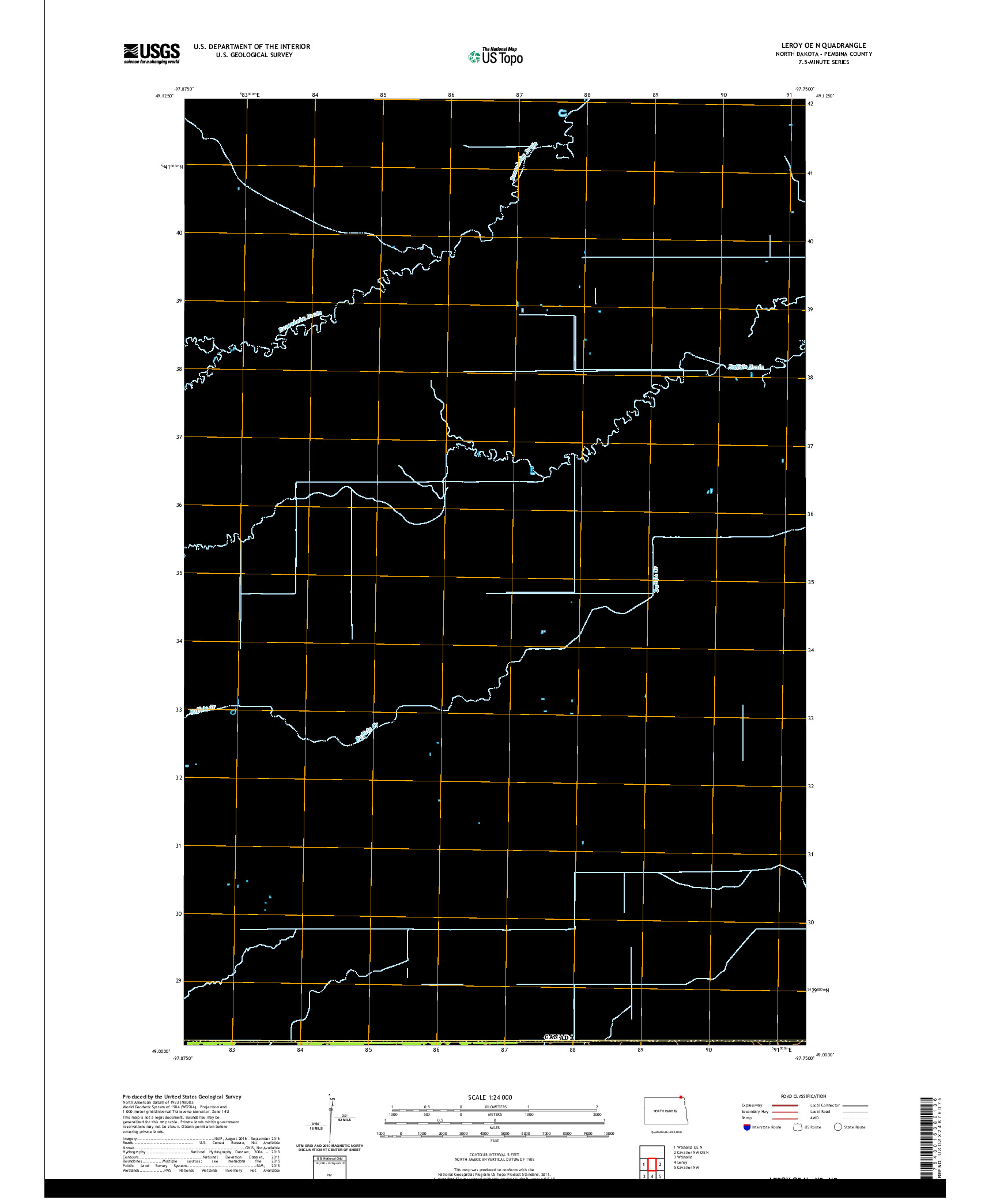 USGS US TOPO 7.5-MINUTE MAP FOR LEROY OE N, ND,MB 2020