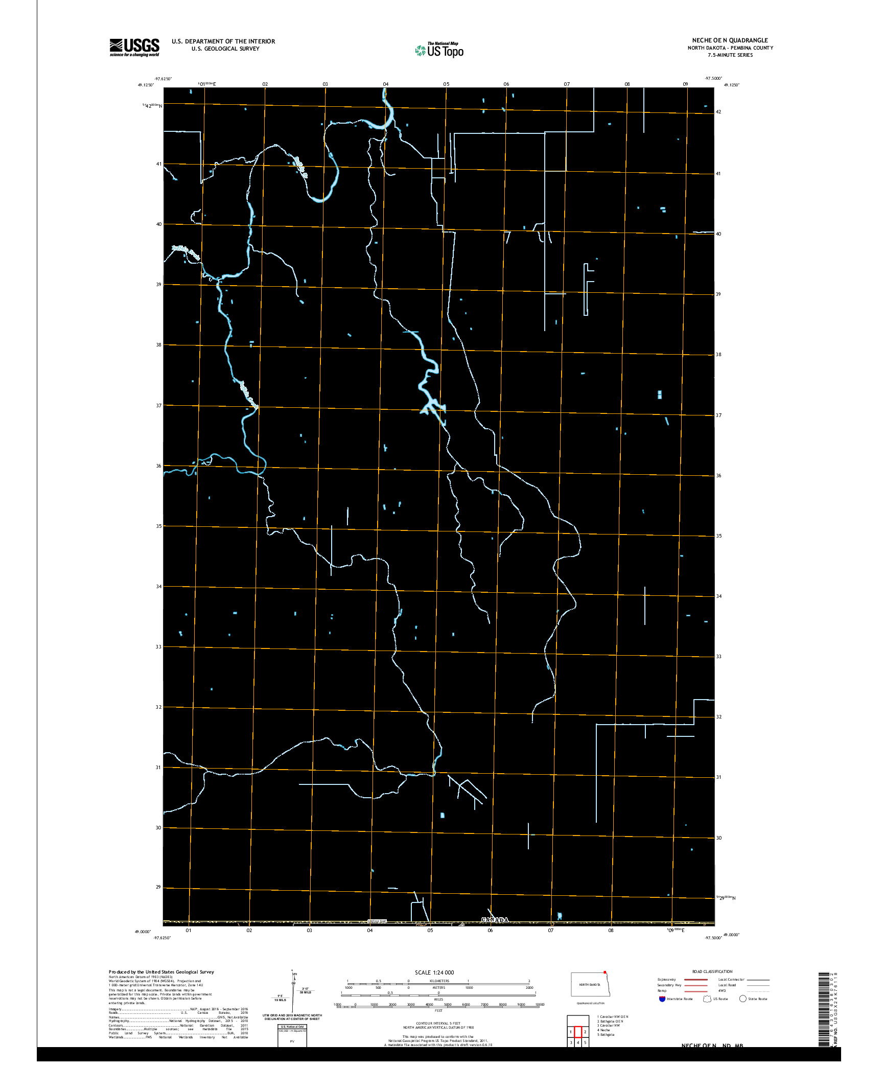 USGS US TOPO 7.5-MINUTE MAP FOR NECHE OE N, ND,MB 2020