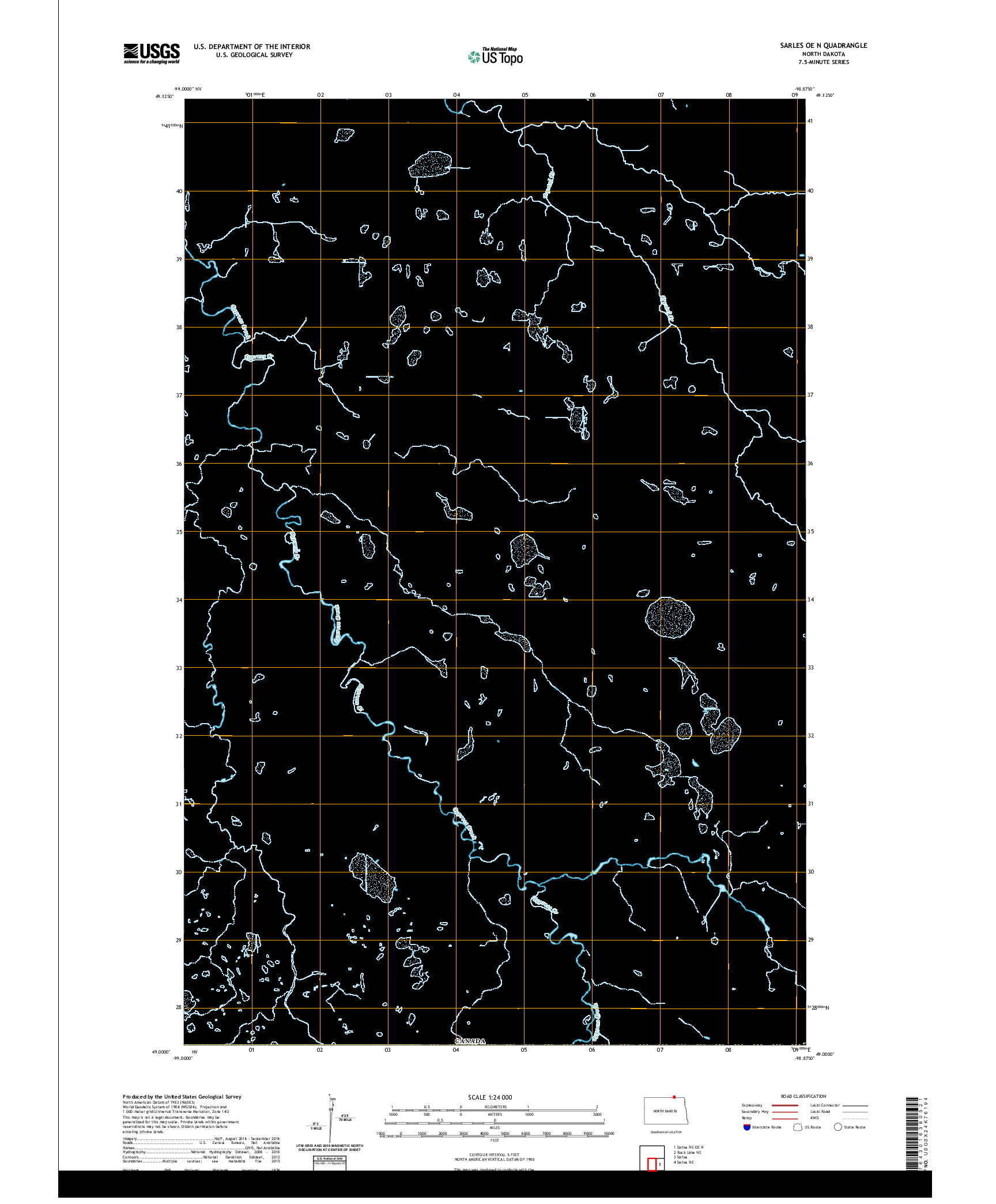 USGS US TOPO 7.5-MINUTE MAP FOR SARLES OE N, ND,MB 2020