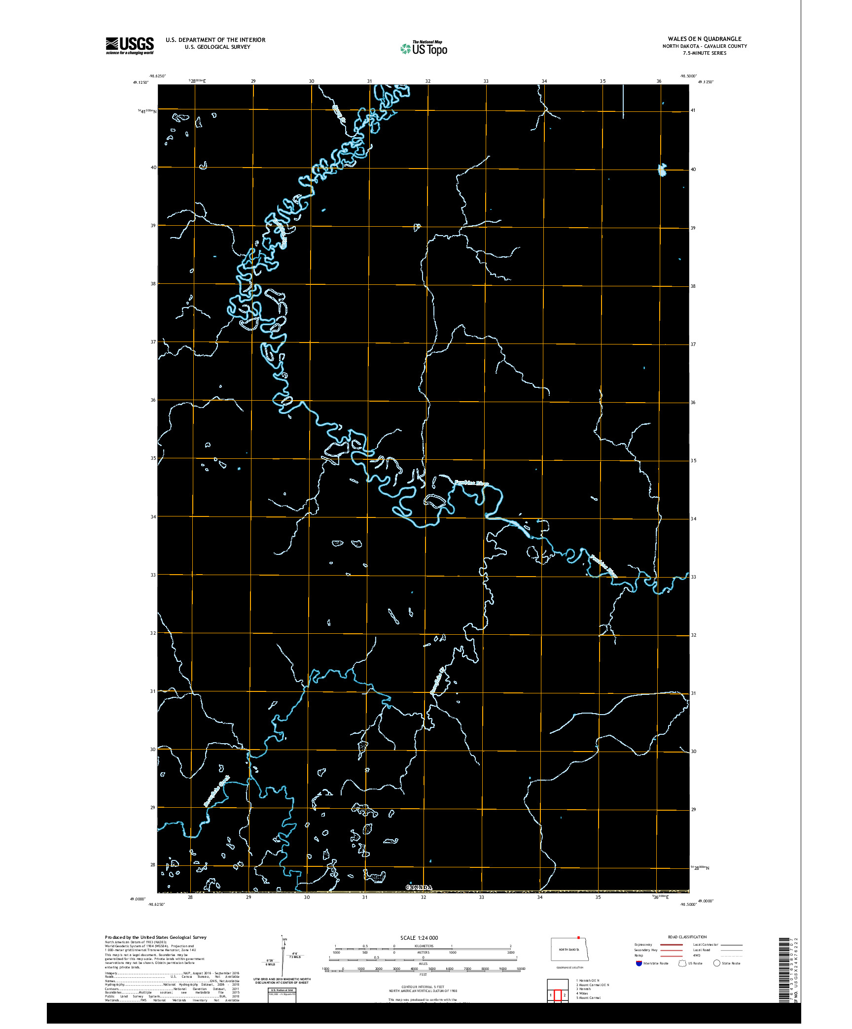 USGS US TOPO 7.5-MINUTE MAP FOR WALES OE N, ND,MB 2020