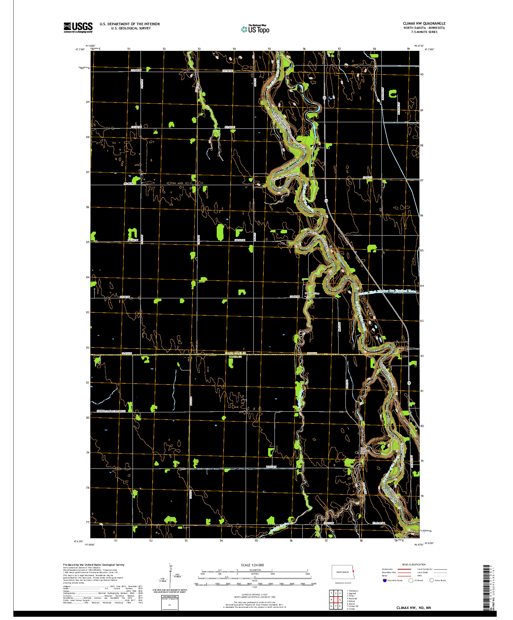 USGS US TOPO 7.5-MINUTE MAP FOR CLIMAX NW, ND,MN 2020