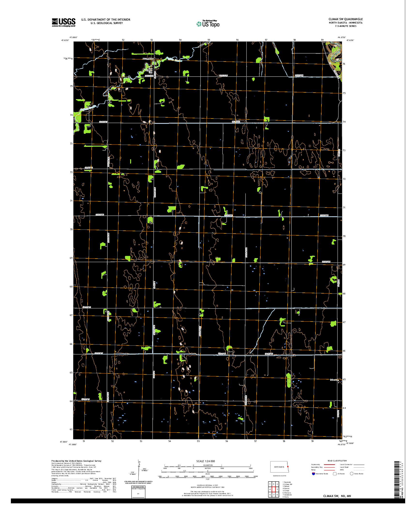 USGS US TOPO 7.5-MINUTE MAP FOR CLIMAX SW, ND,MN 2020