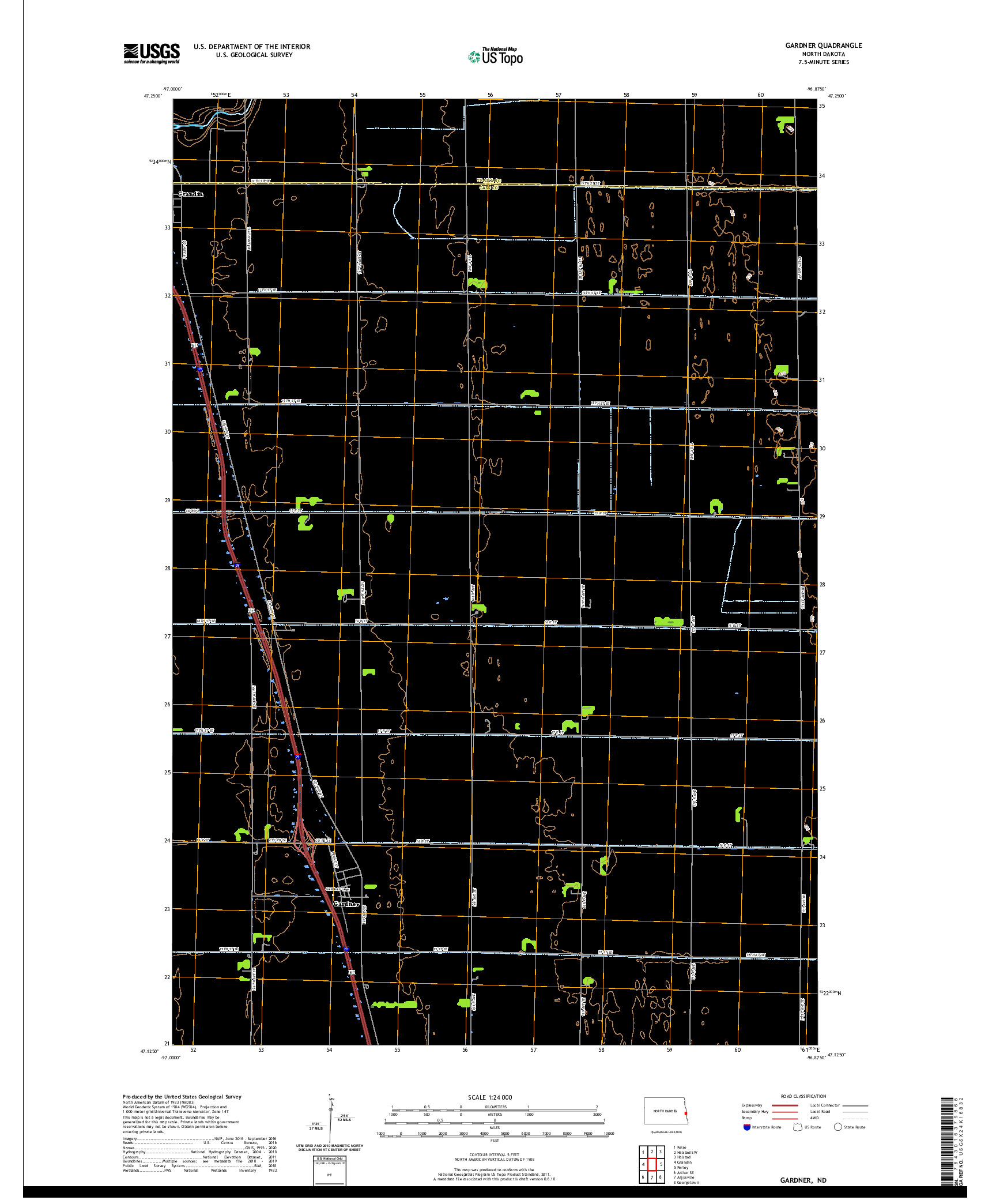 USGS US TOPO 7.5-MINUTE MAP FOR GARDNER, ND 2020