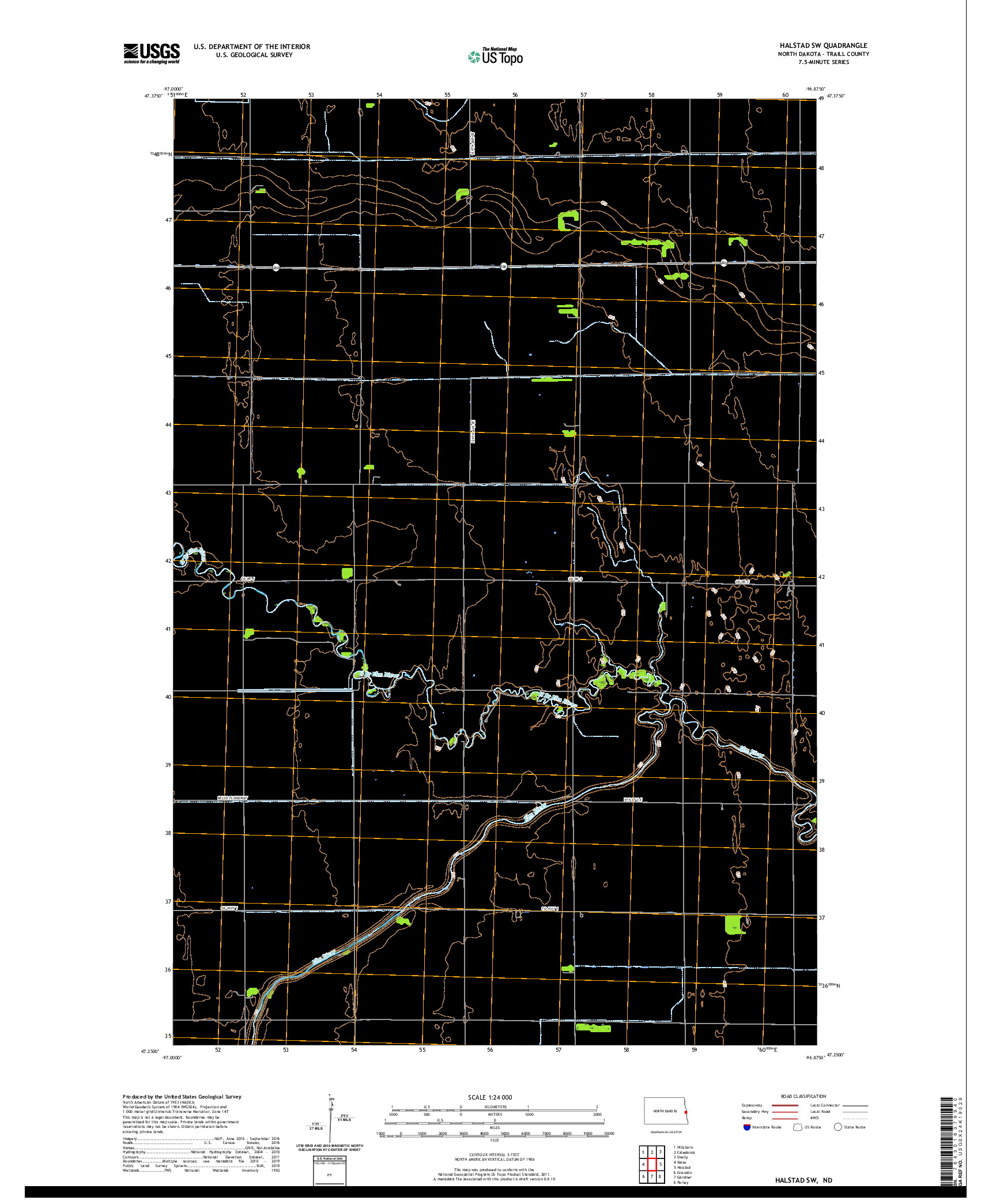 USGS US TOPO 7.5-MINUTE MAP FOR HALSTAD SW, ND 2020