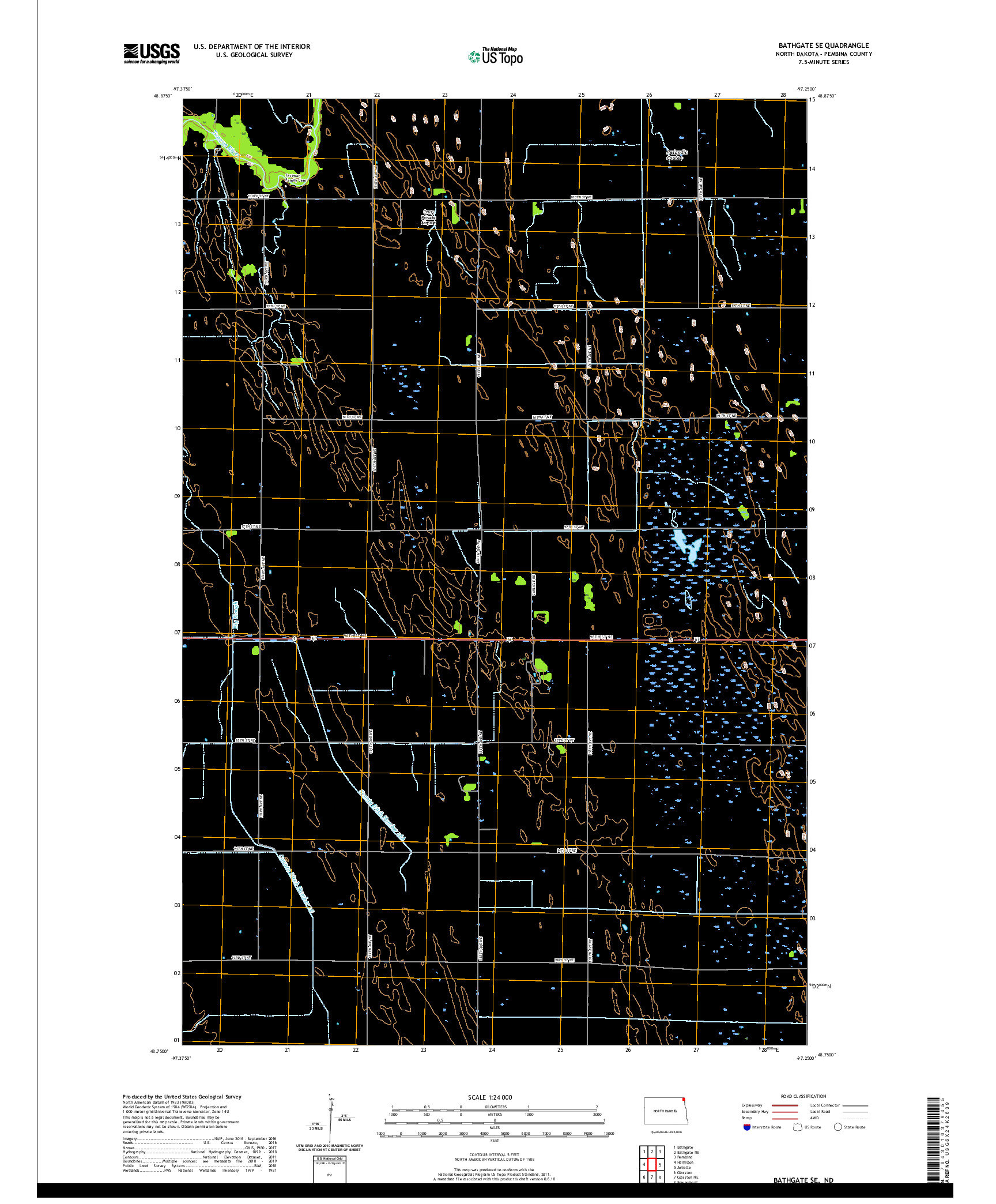 USGS US TOPO 7.5-MINUTE MAP FOR BATHGATE SE, ND 2020