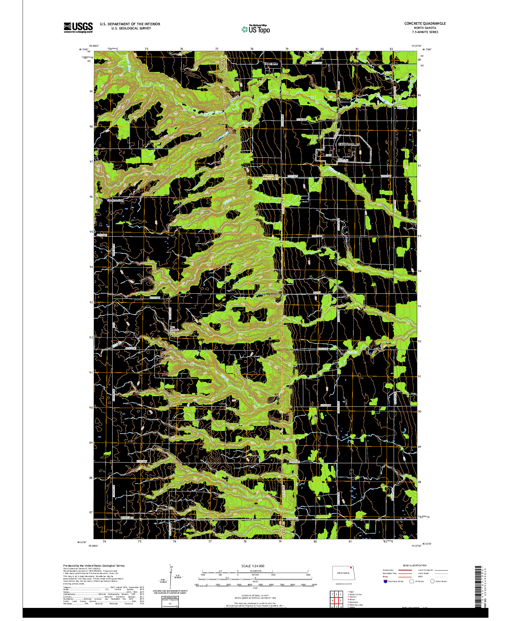 USGS US TOPO 7.5-MINUTE MAP FOR CONCRETE, ND 2020