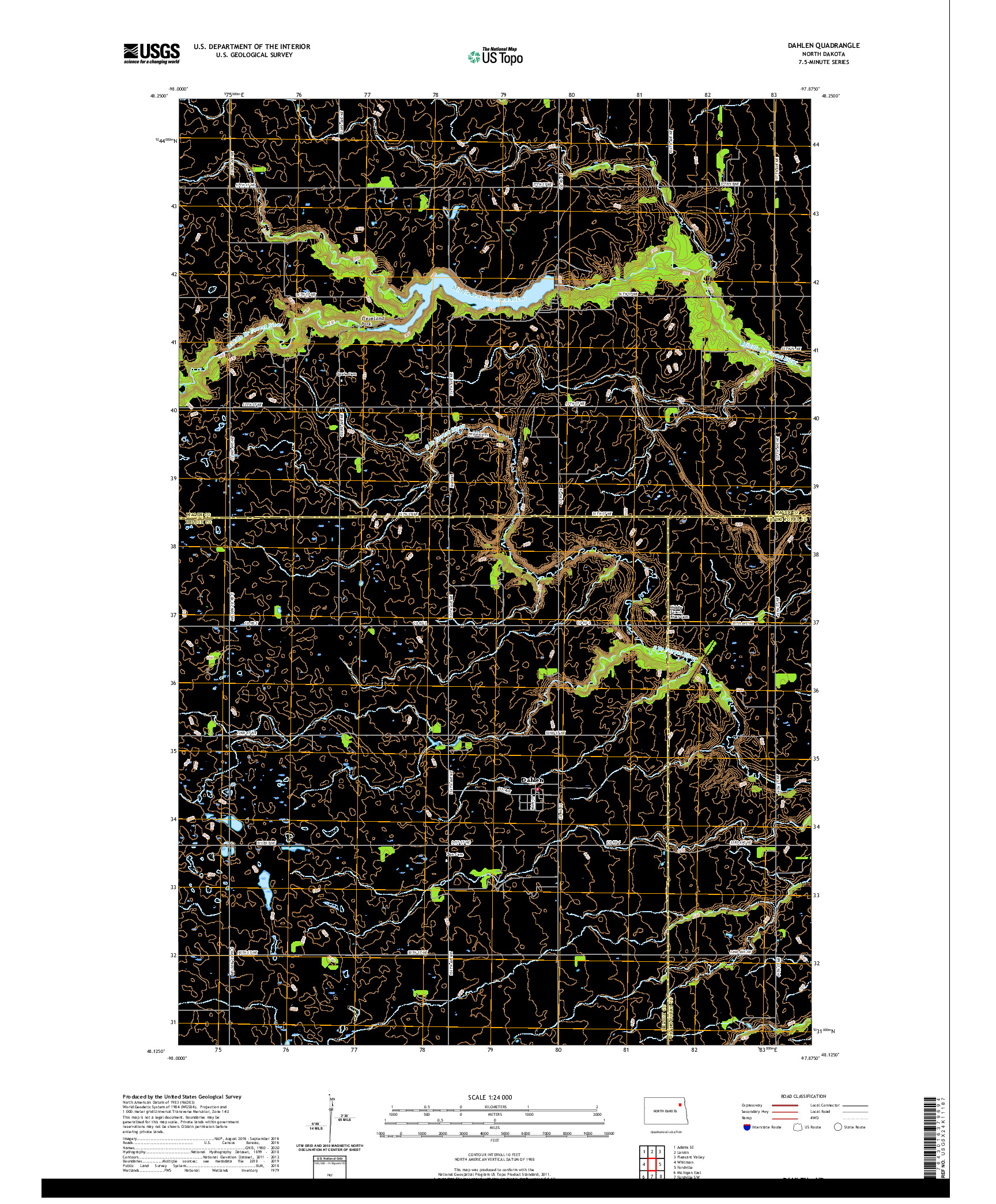 USGS US TOPO 7.5-MINUTE MAP FOR DAHLEN, ND 2020