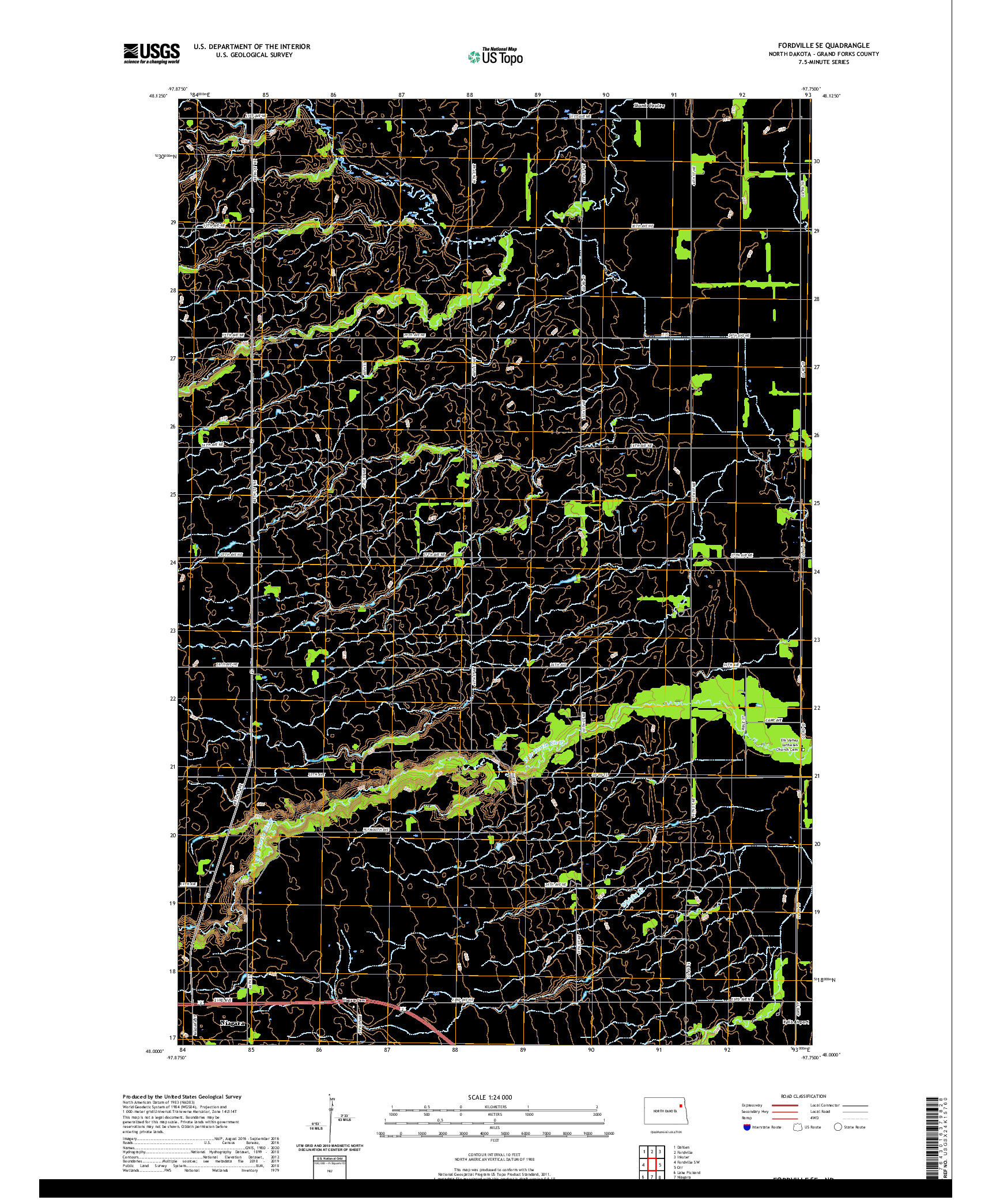 USGS US TOPO 7.5-MINUTE MAP FOR FORDVILLE SE, ND 2020