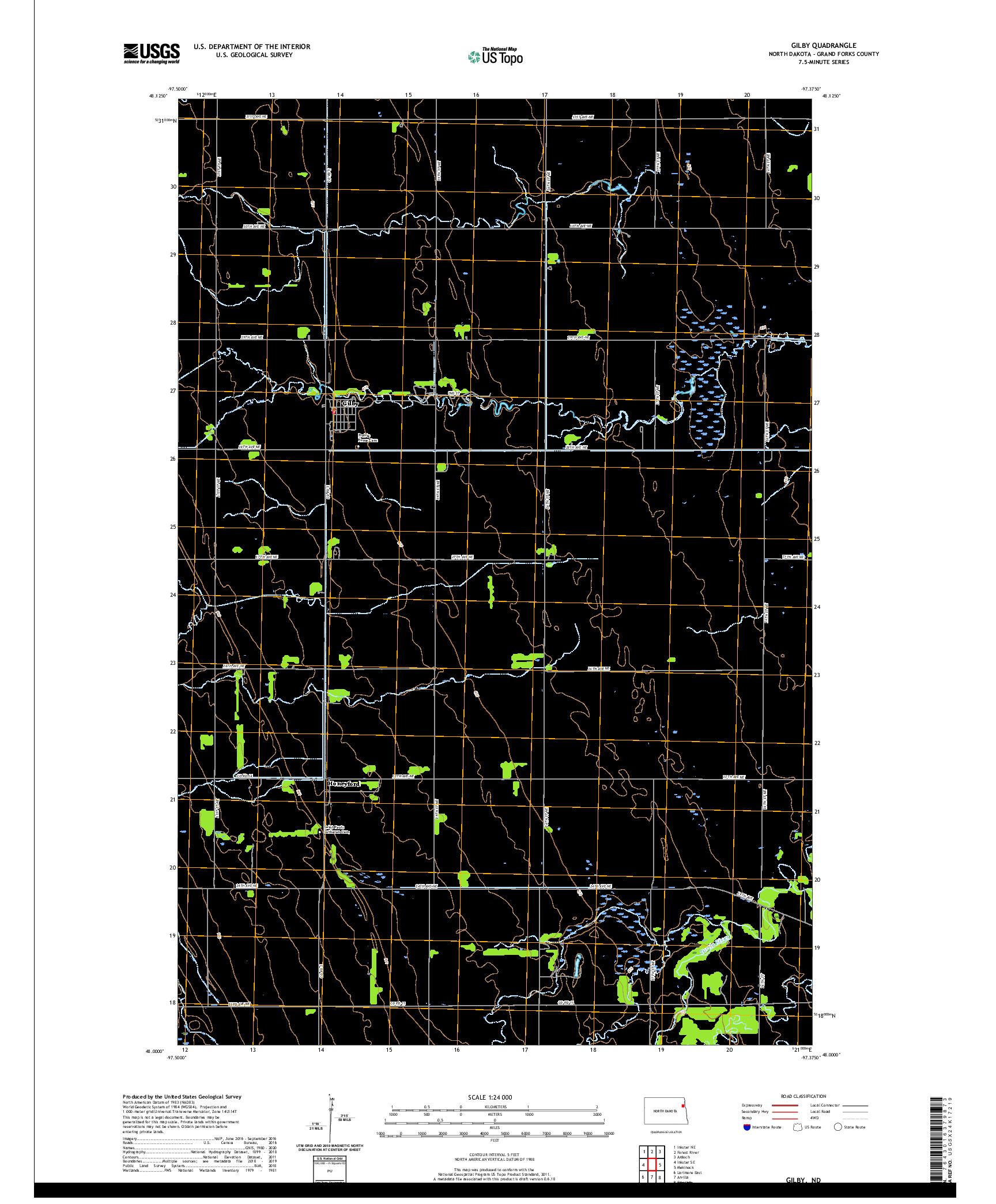 USGS US TOPO 7.5-MINUTE MAP FOR GILBY, ND 2020