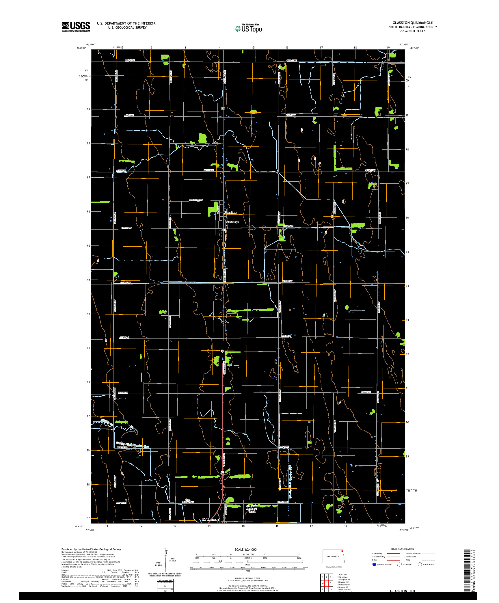 USGS US TOPO 7.5-MINUTE MAP FOR GLASSTON, ND 2020