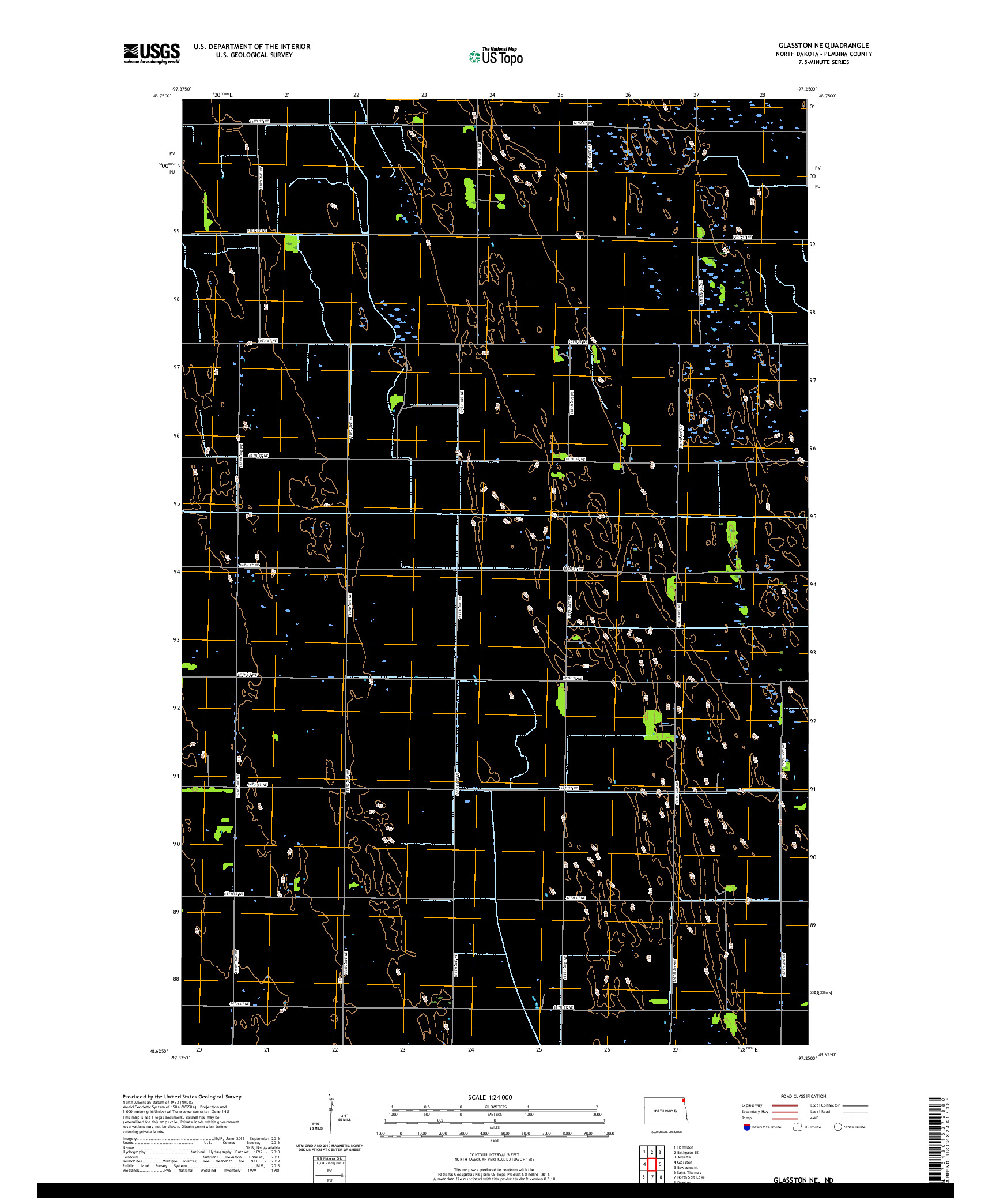 USGS US TOPO 7.5-MINUTE MAP FOR GLASSTON NE, ND 2020
