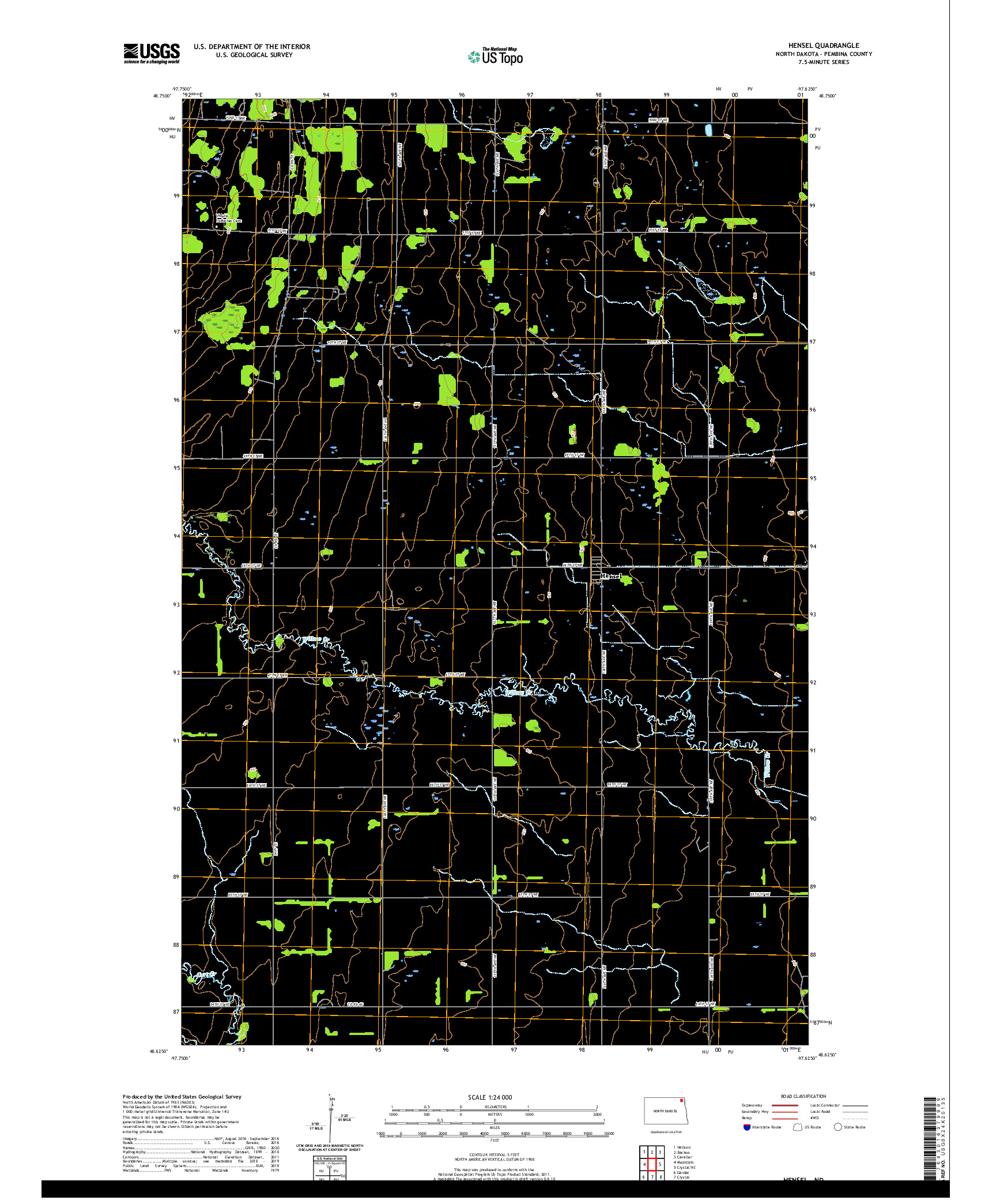 USGS US TOPO 7.5-MINUTE MAP FOR HENSEL, ND 2020