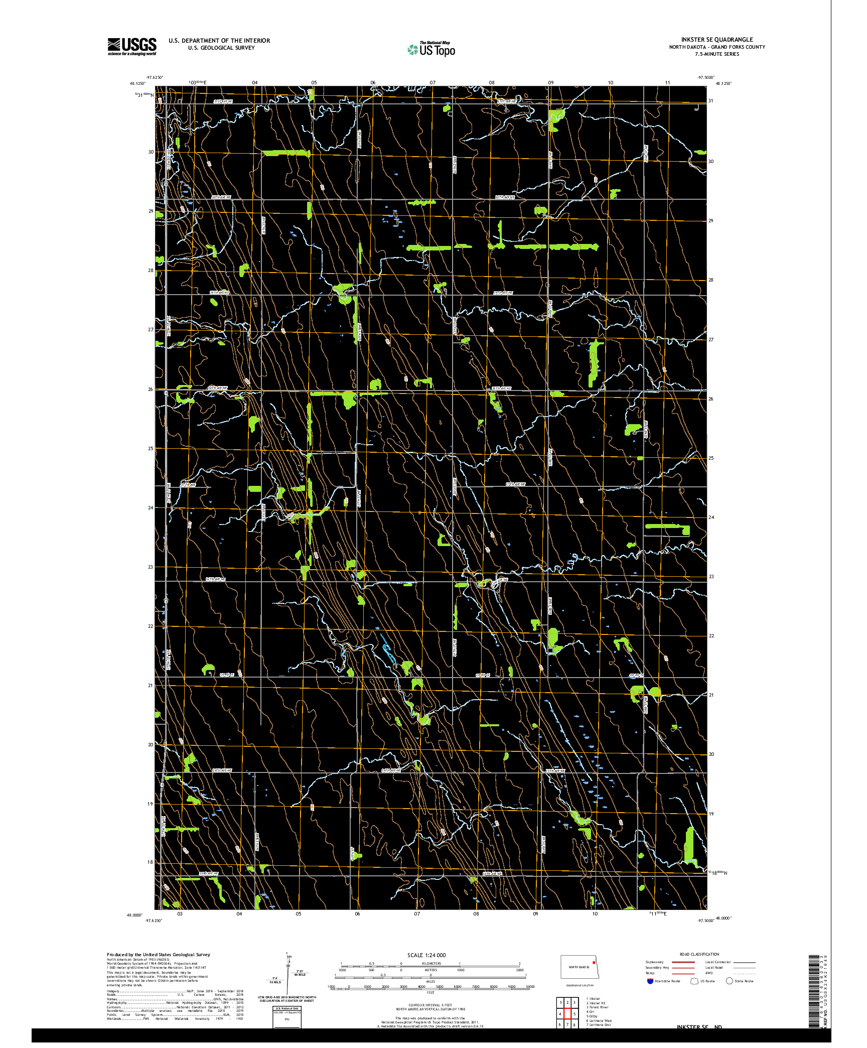 USGS US TOPO 7.5-MINUTE MAP FOR INKSTER SE, ND 2020