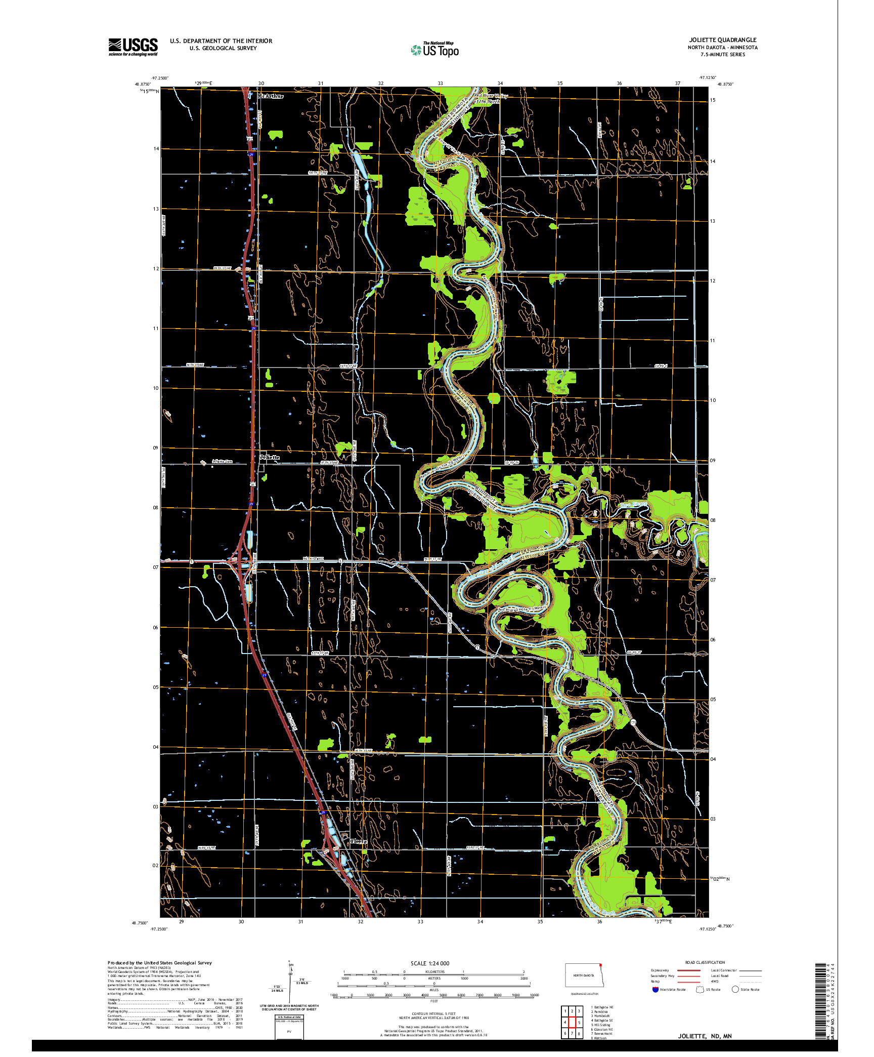 USGS US TOPO 7.5-MINUTE MAP FOR JOLIETTE, ND,MN 2020