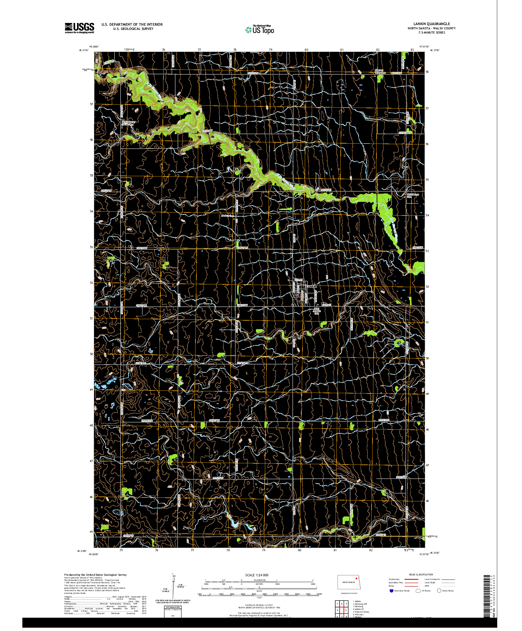 USGS US TOPO 7.5-MINUTE MAP FOR LANKIN, ND 2020