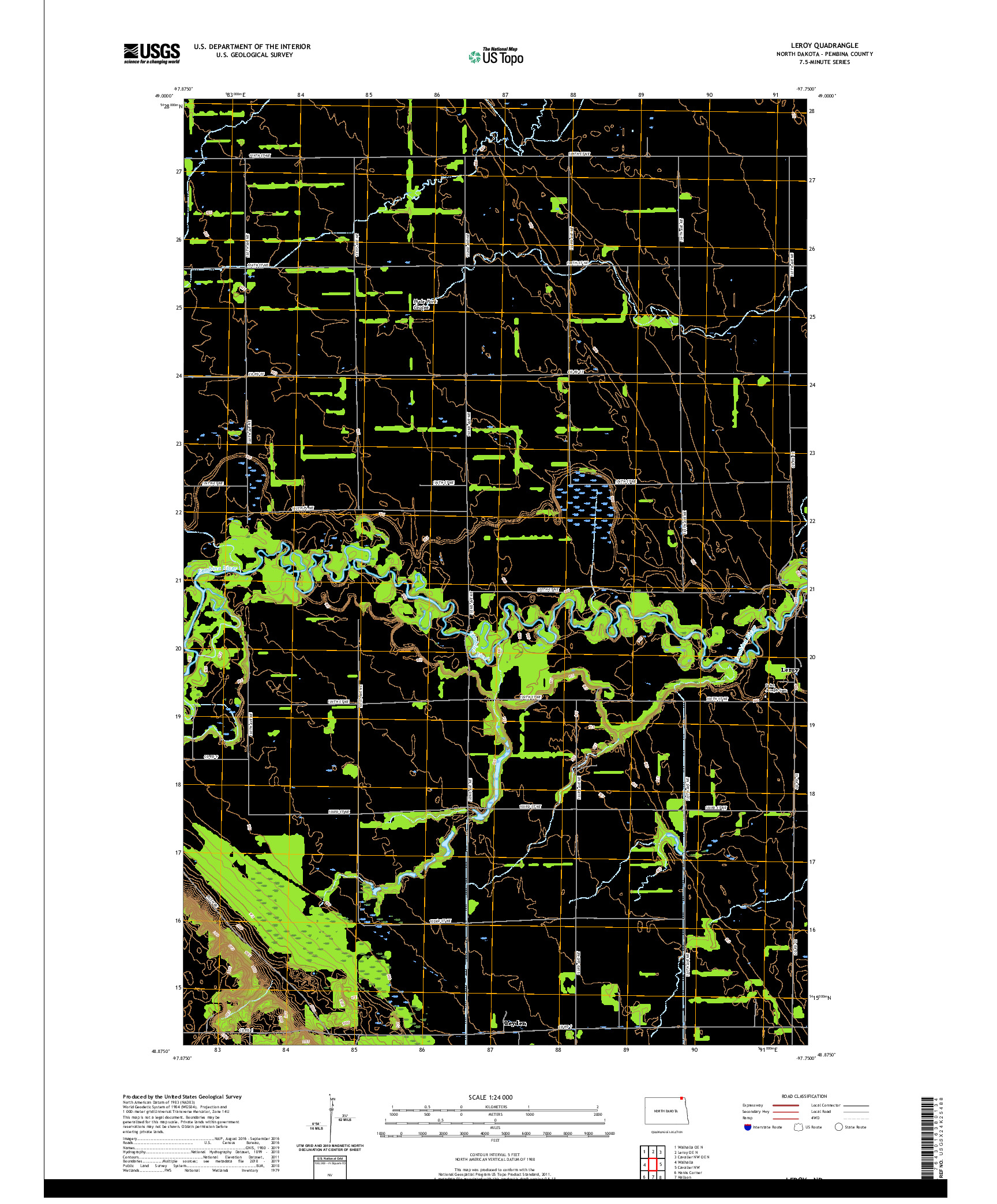 USGS US TOPO 7.5-MINUTE MAP FOR LEROY, ND 2020