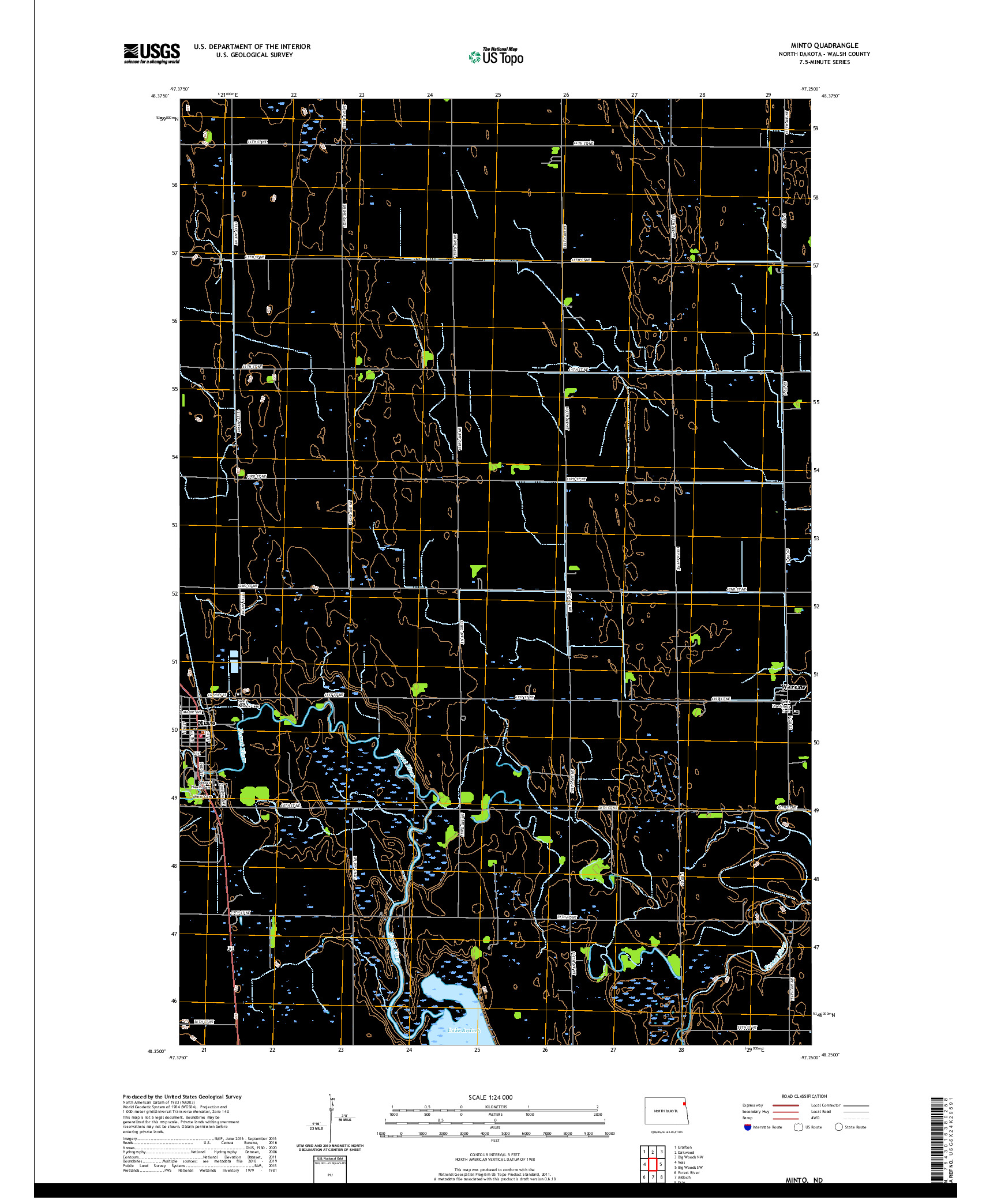 USGS US TOPO 7.5-MINUTE MAP FOR MINTO, ND 2020