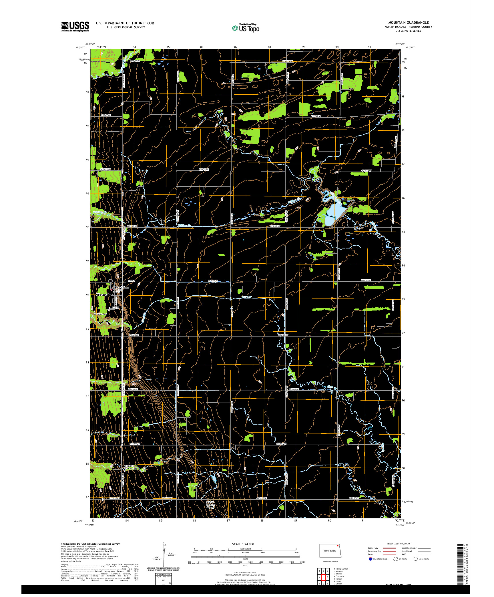 USGS US TOPO 7.5-MINUTE MAP FOR MOUNTAIN, ND 2020