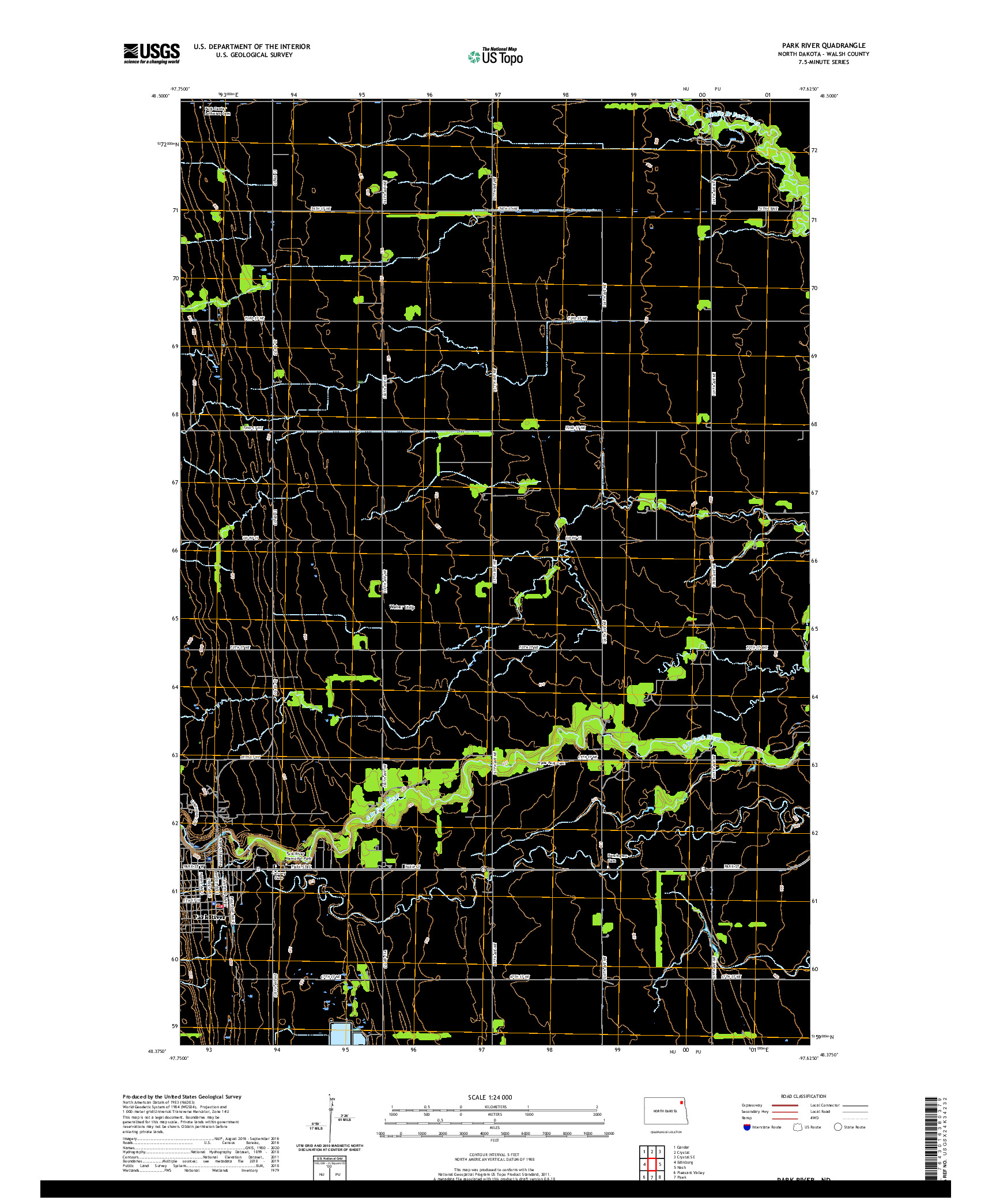 USGS US TOPO 7.5-MINUTE MAP FOR PARK RIVER, ND 2020