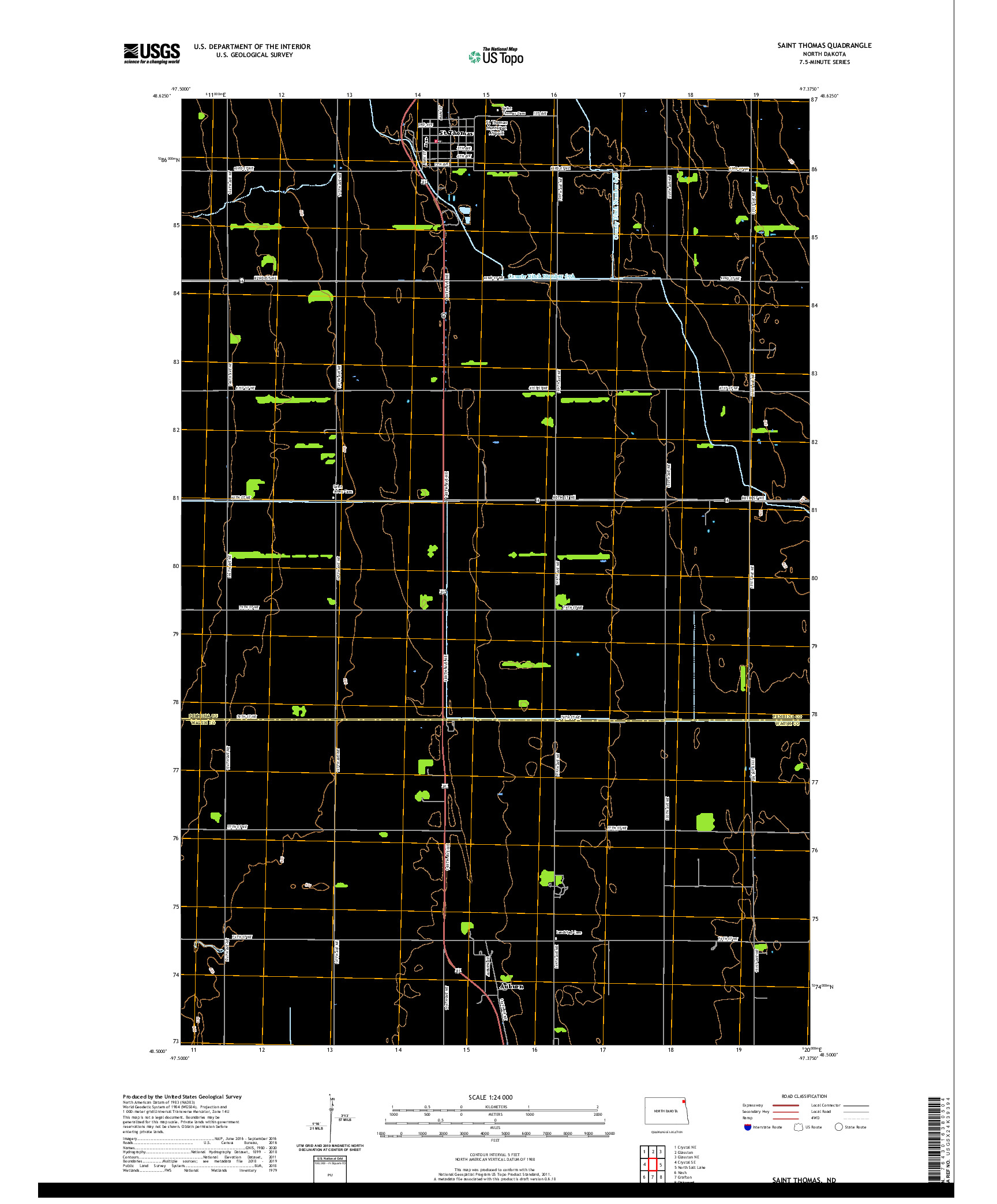 USGS US TOPO 7.5-MINUTE MAP FOR SAINT THOMAS, ND 2020