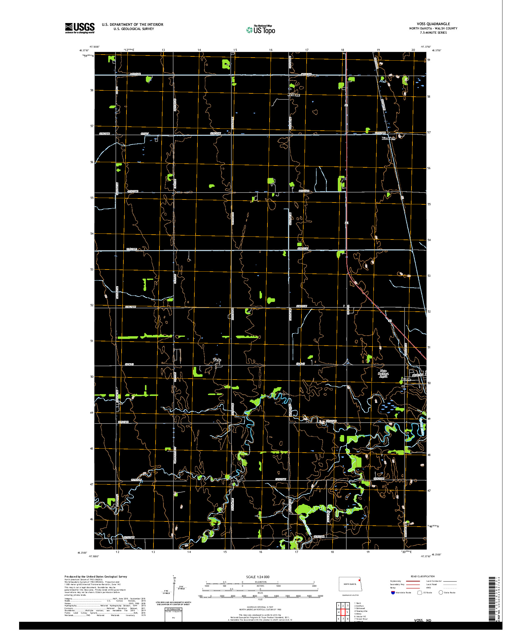 USGS US TOPO 7.5-MINUTE MAP FOR VOSS, ND 2020