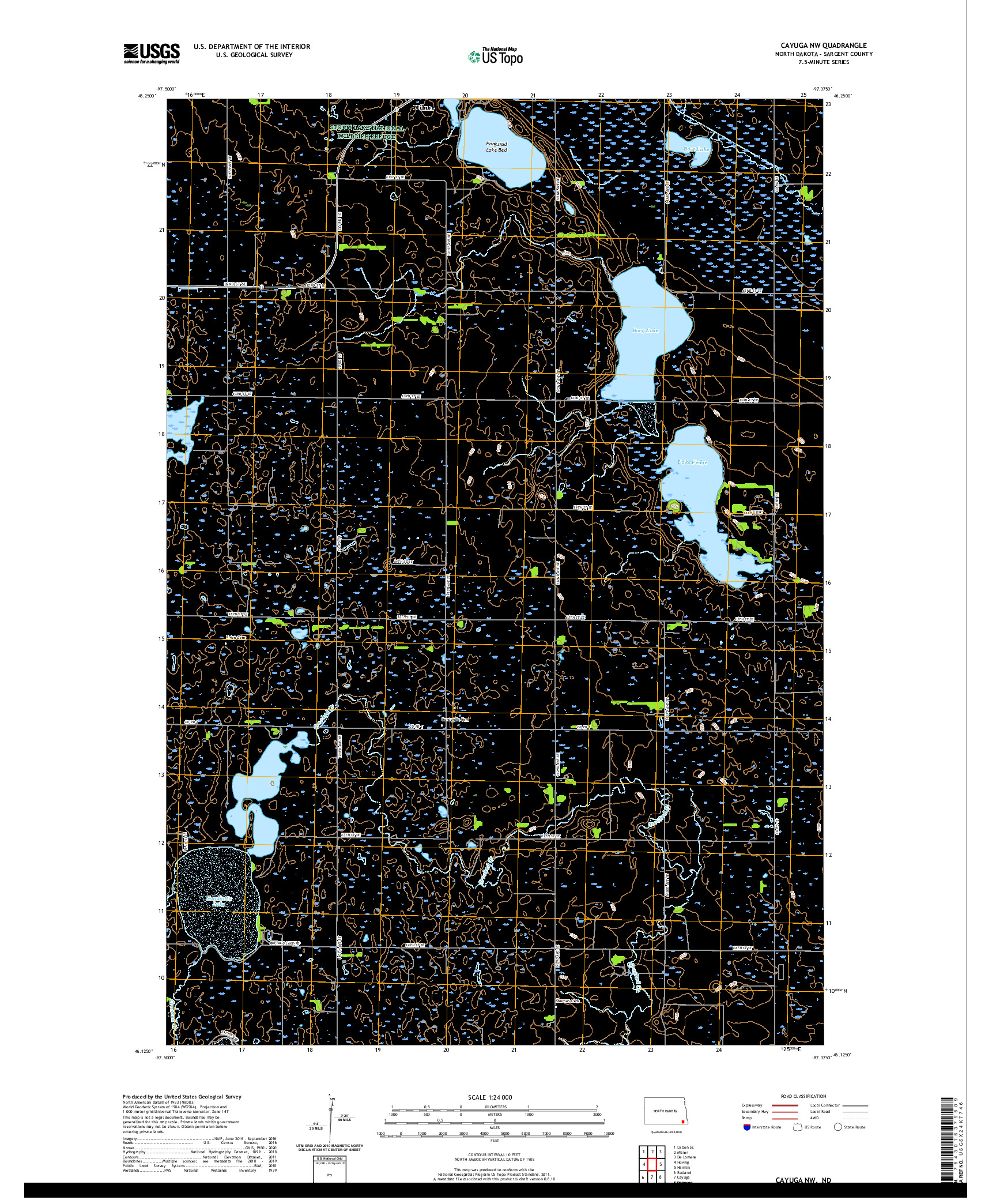 USGS US TOPO 7.5-MINUTE MAP FOR CAYUGA NW, ND 2020