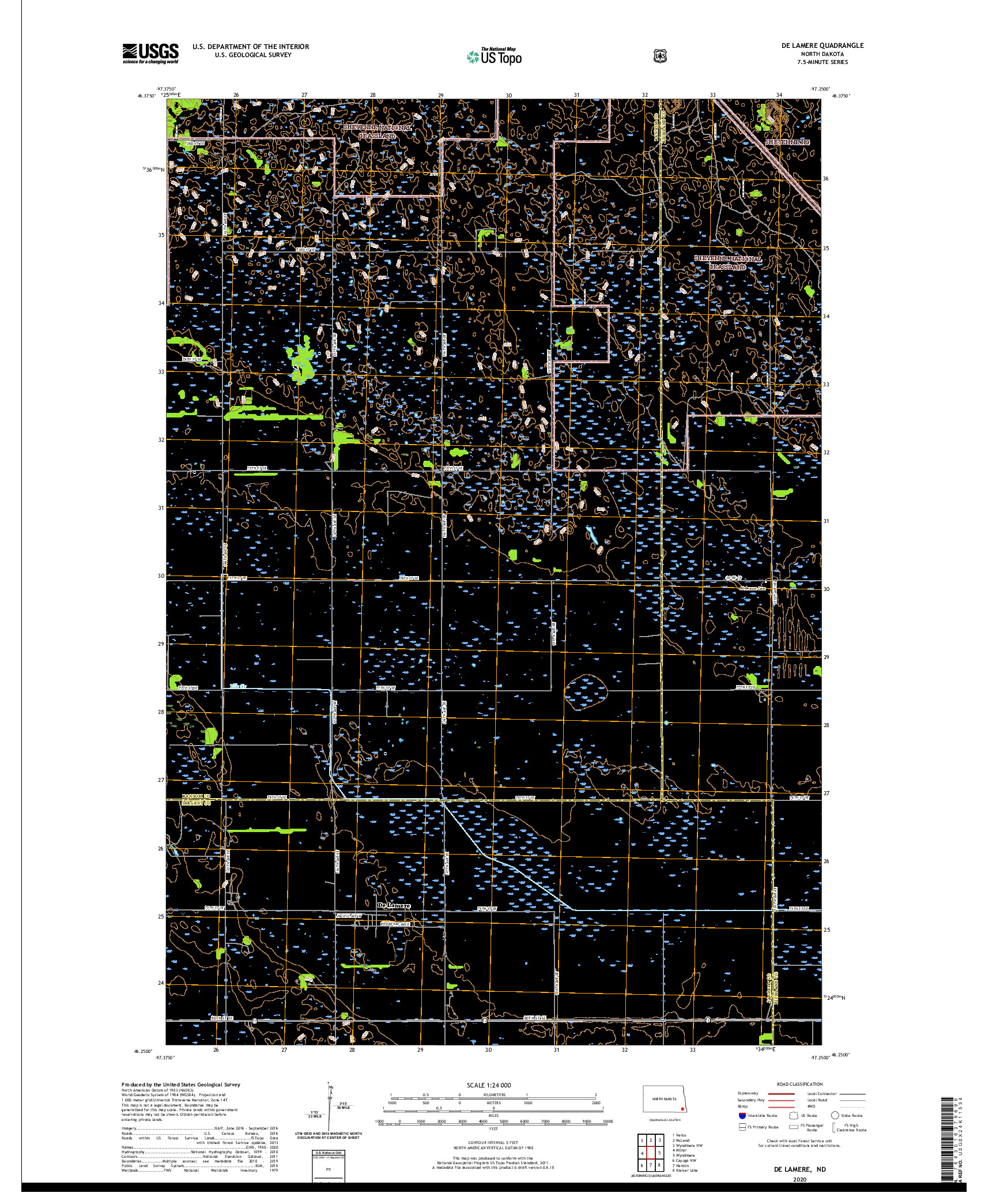 USGS US TOPO 7.5-MINUTE MAP FOR DE LAMERE, ND 2020