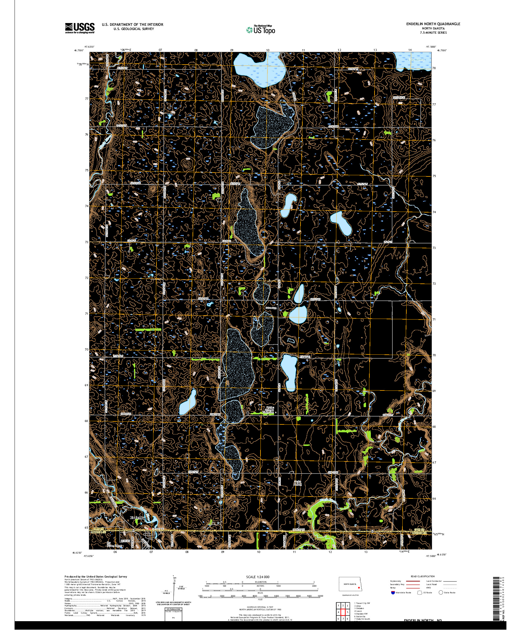 USGS US TOPO 7.5-MINUTE MAP FOR ENDERLIN NORTH, ND 2020