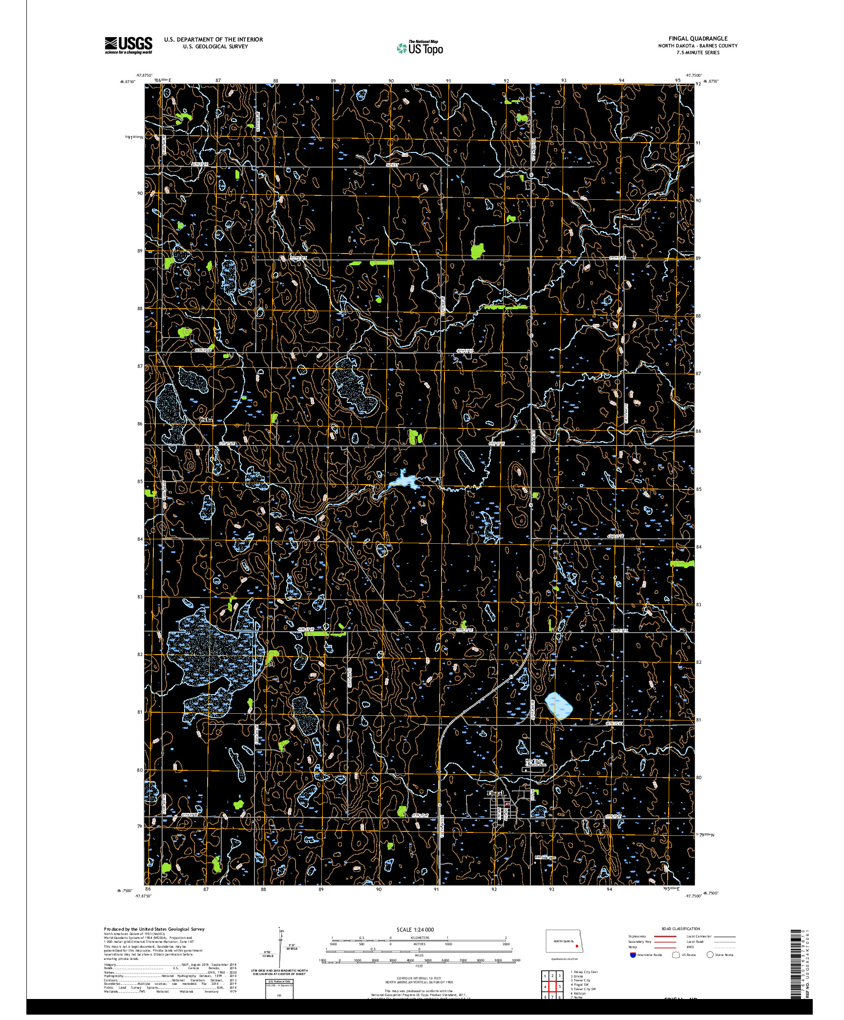 USGS US TOPO 7.5-MINUTE MAP FOR FINGAL, ND 2020