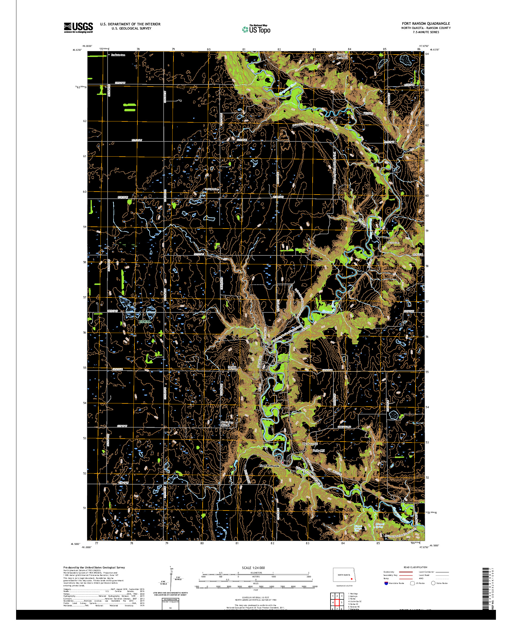 USGS US TOPO 7.5-MINUTE MAP FOR FORT RANSOM, ND 2020