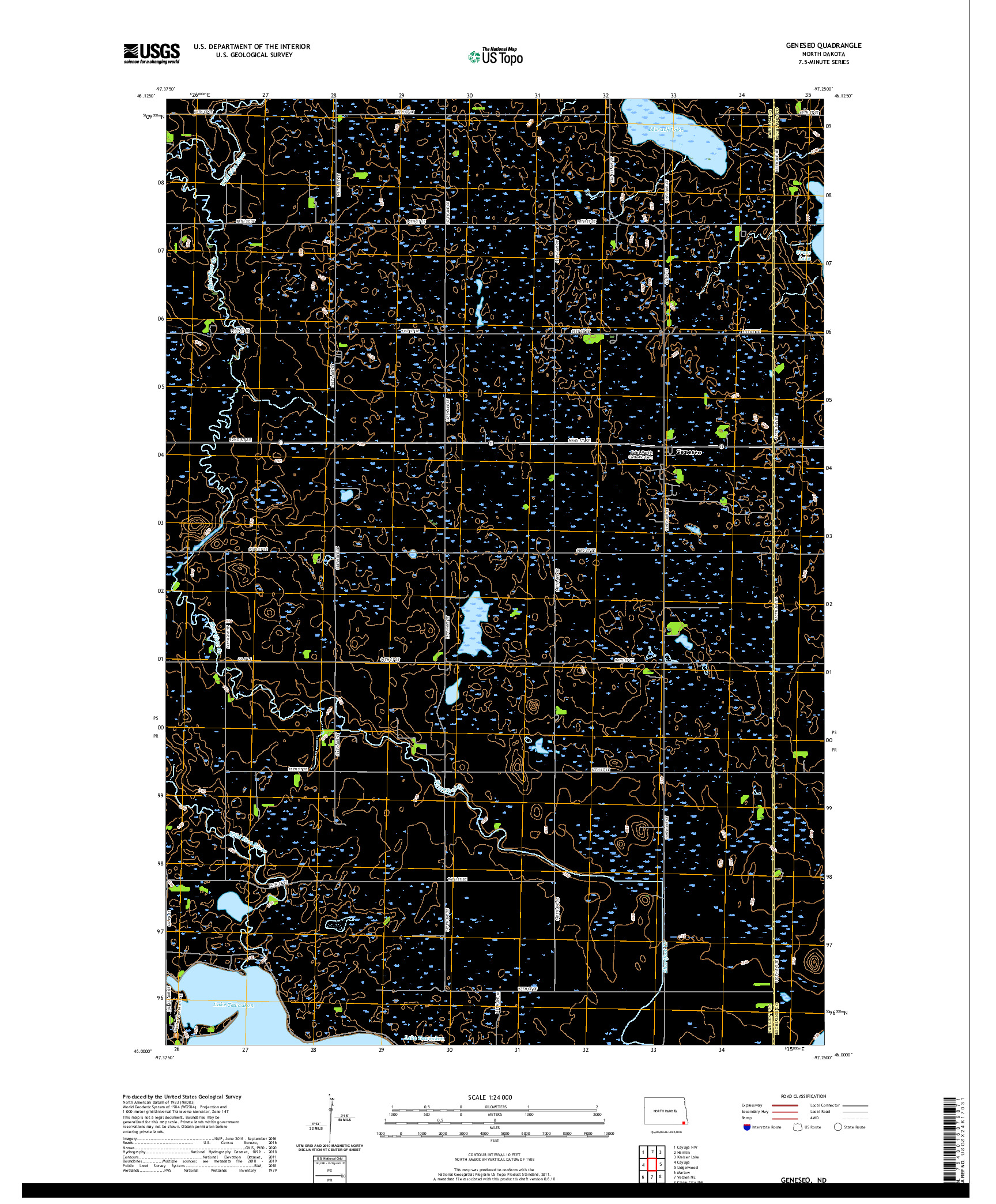 USGS US TOPO 7.5-MINUTE MAP FOR GENESEO, ND 2020