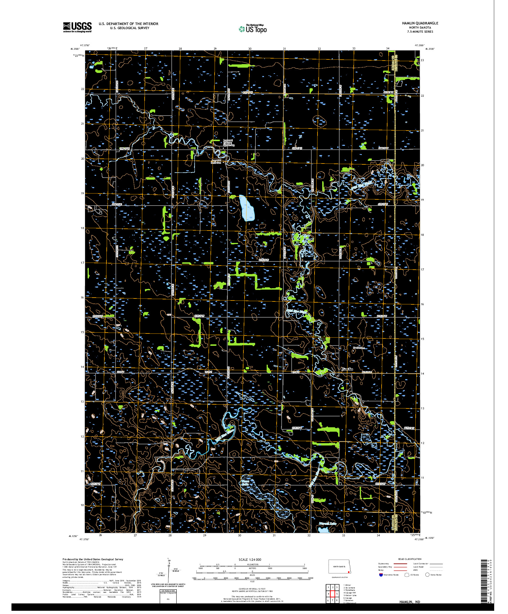 USGS US TOPO 7.5-MINUTE MAP FOR HAMLIN, ND 2020