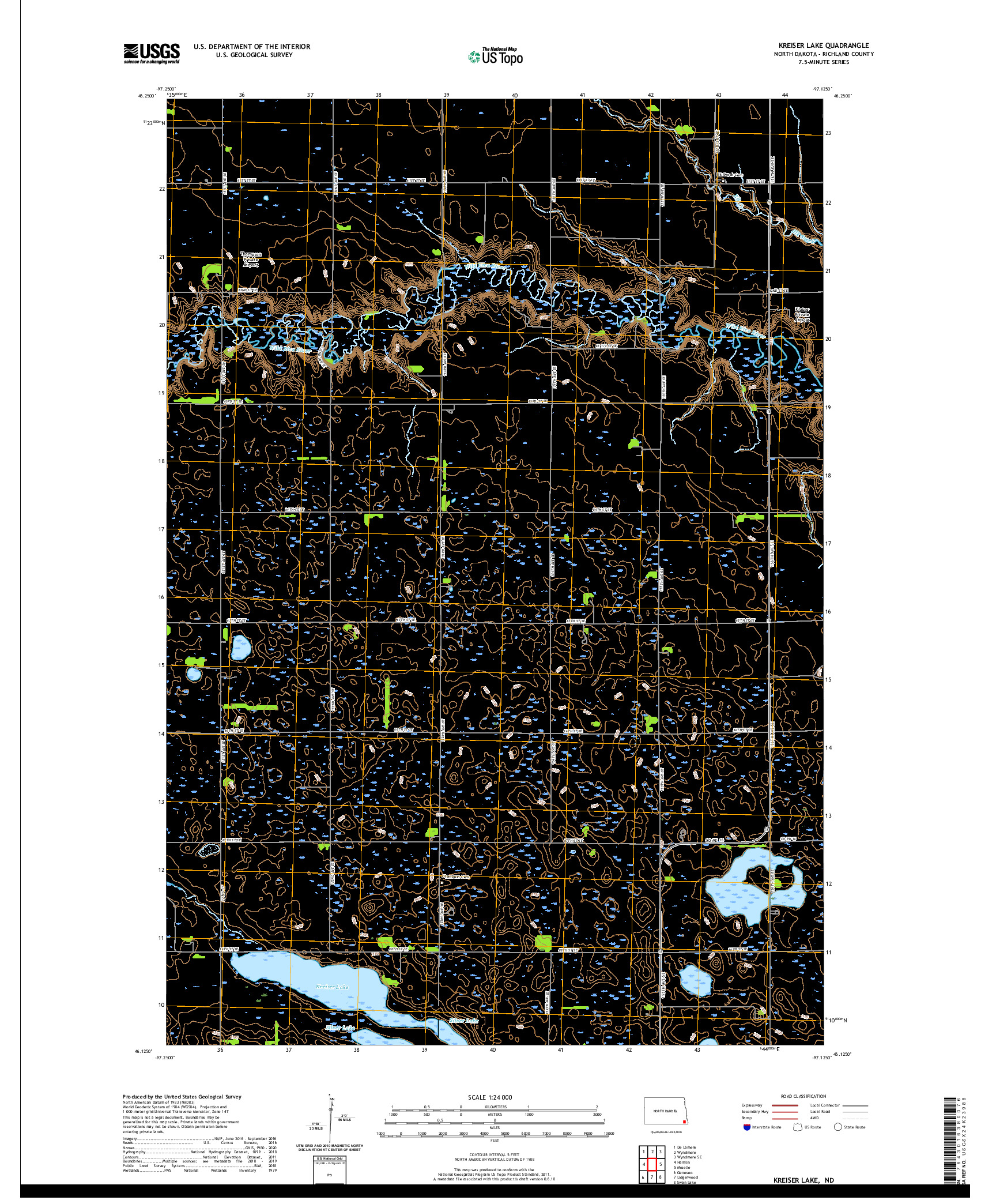 USGS US TOPO 7.5-MINUTE MAP FOR KREISER LAKE, ND 2020