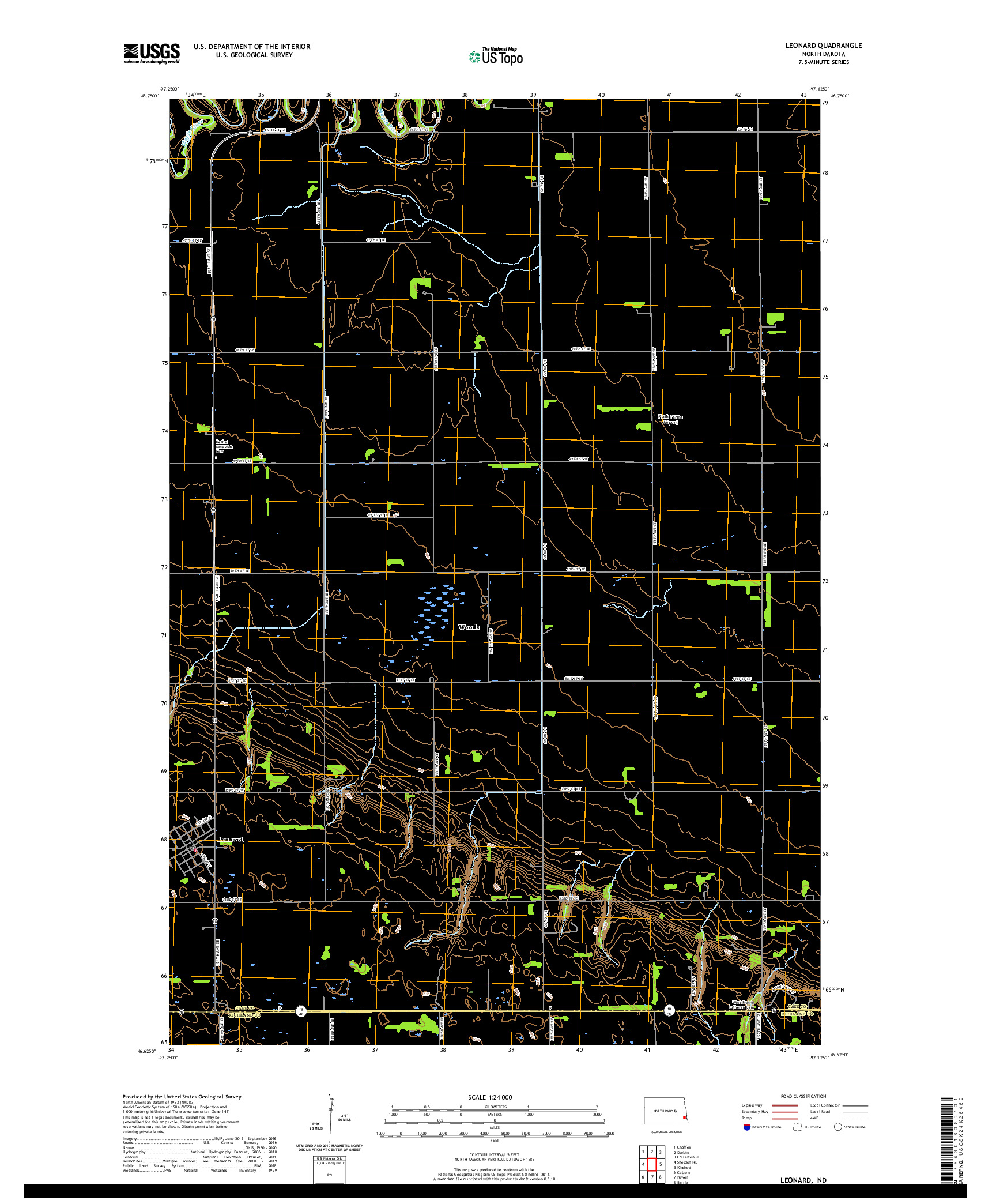 USGS US TOPO 7.5-MINUTE MAP FOR LEONARD, ND 2020