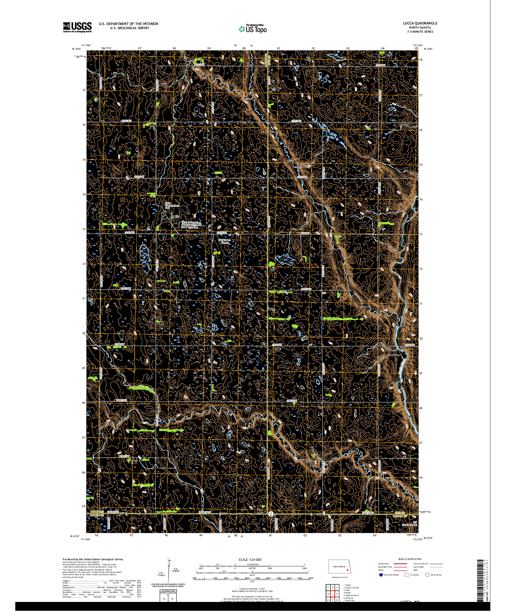 USGS US TOPO 7.5-MINUTE MAP FOR LUCCA, ND 2020