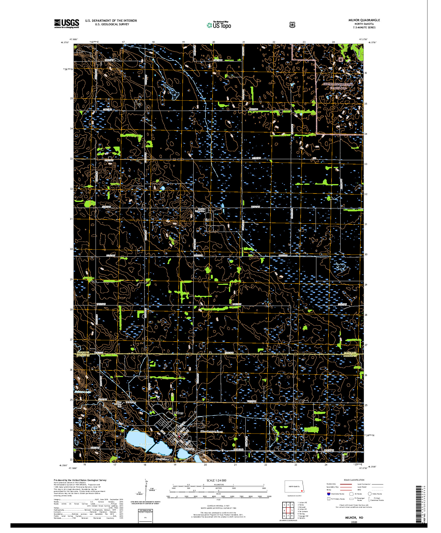 USGS US TOPO 7.5-MINUTE MAP FOR MILNOR, ND 2020