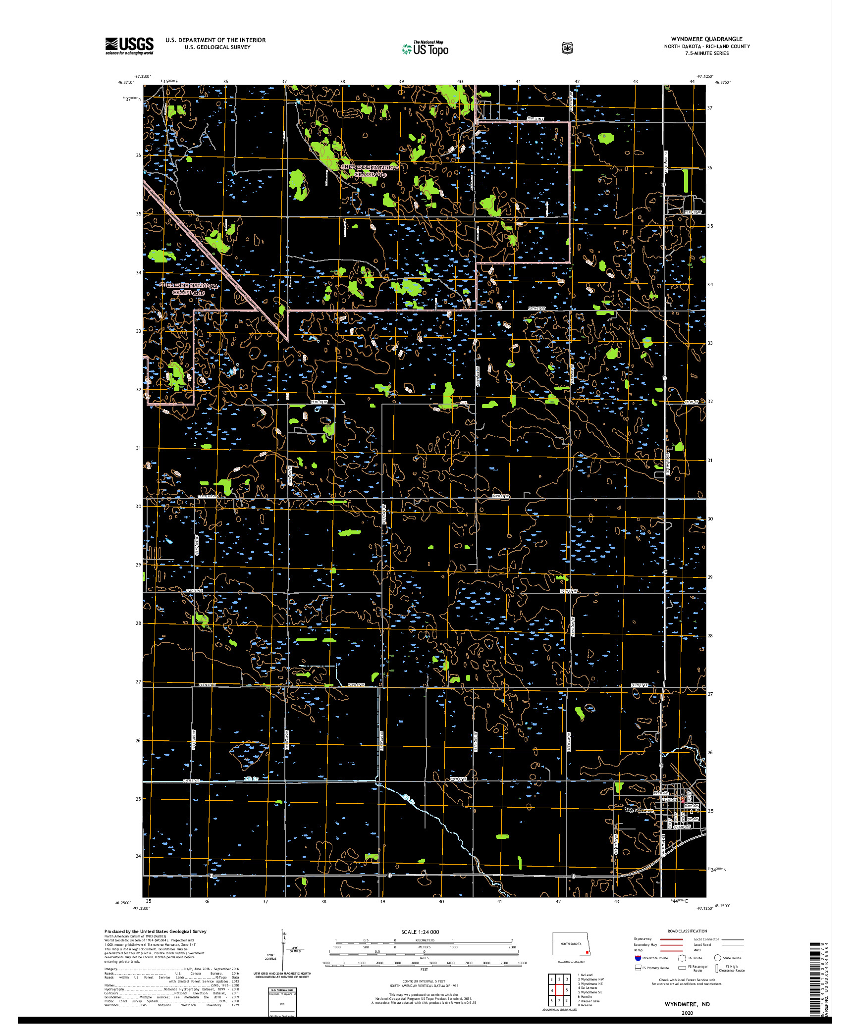 USGS US TOPO 7.5-MINUTE MAP FOR WYNDMERE, ND 2020