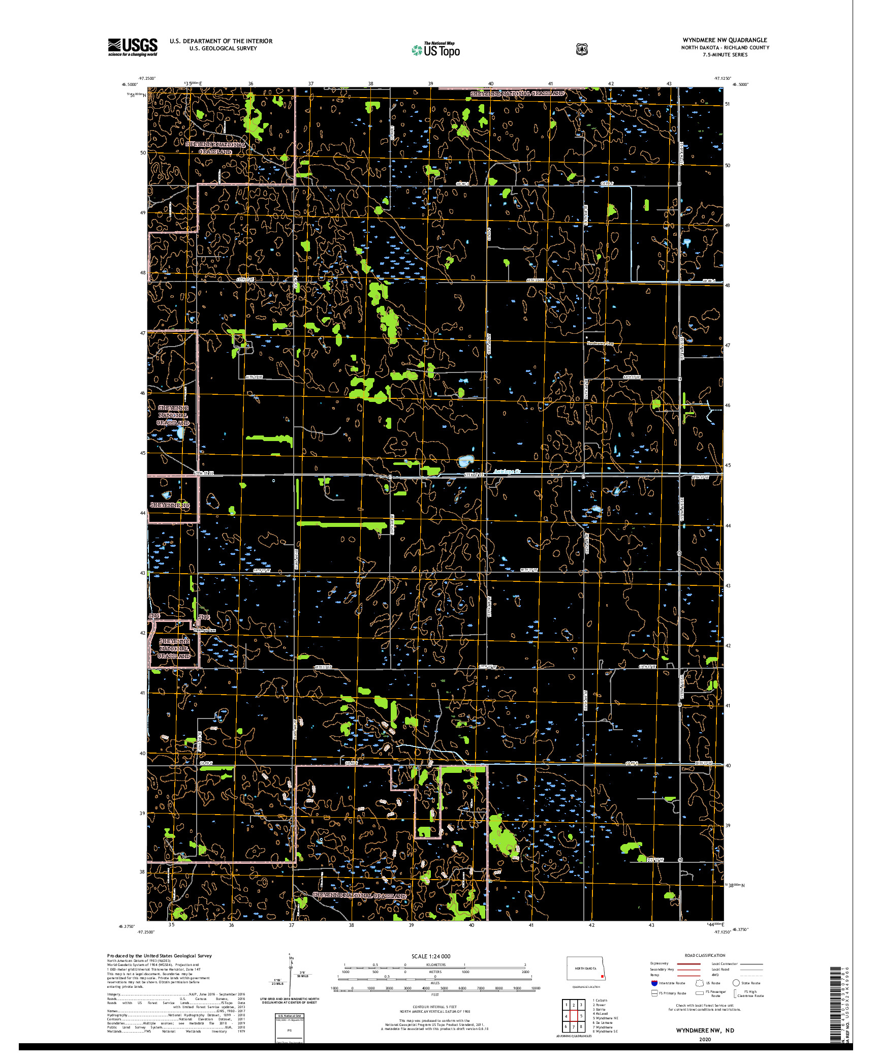 USGS US TOPO 7.5-MINUTE MAP FOR WYNDMERE NW, ND 2020