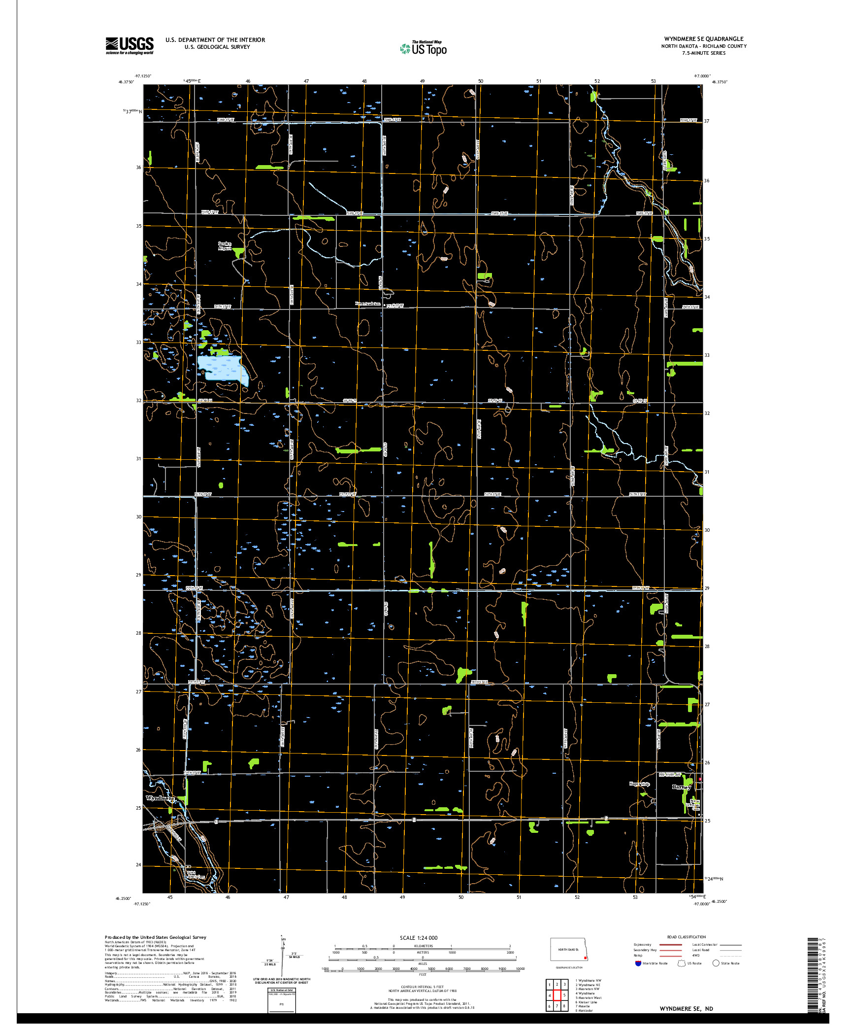 USGS US TOPO 7.5-MINUTE MAP FOR WYNDMERE SE, ND 2020