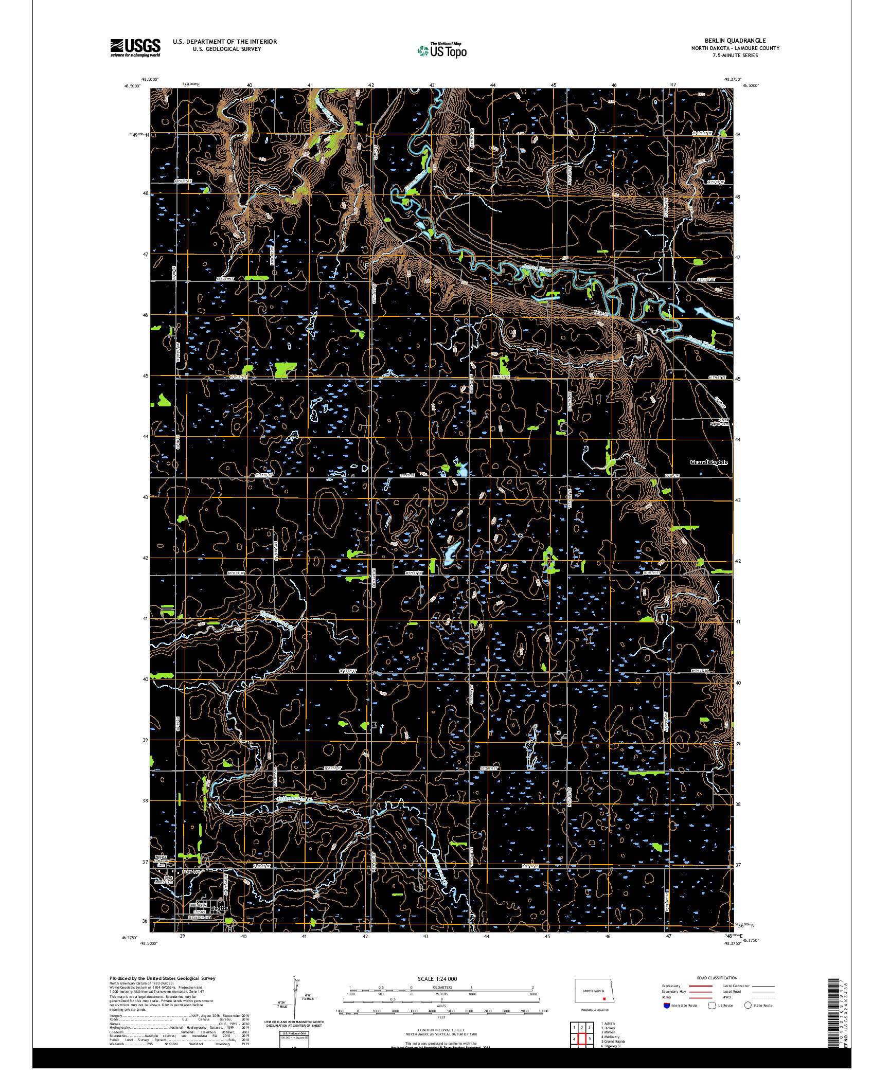 USGS US TOPO 7.5-MINUTE MAP FOR BERLIN, ND 2020