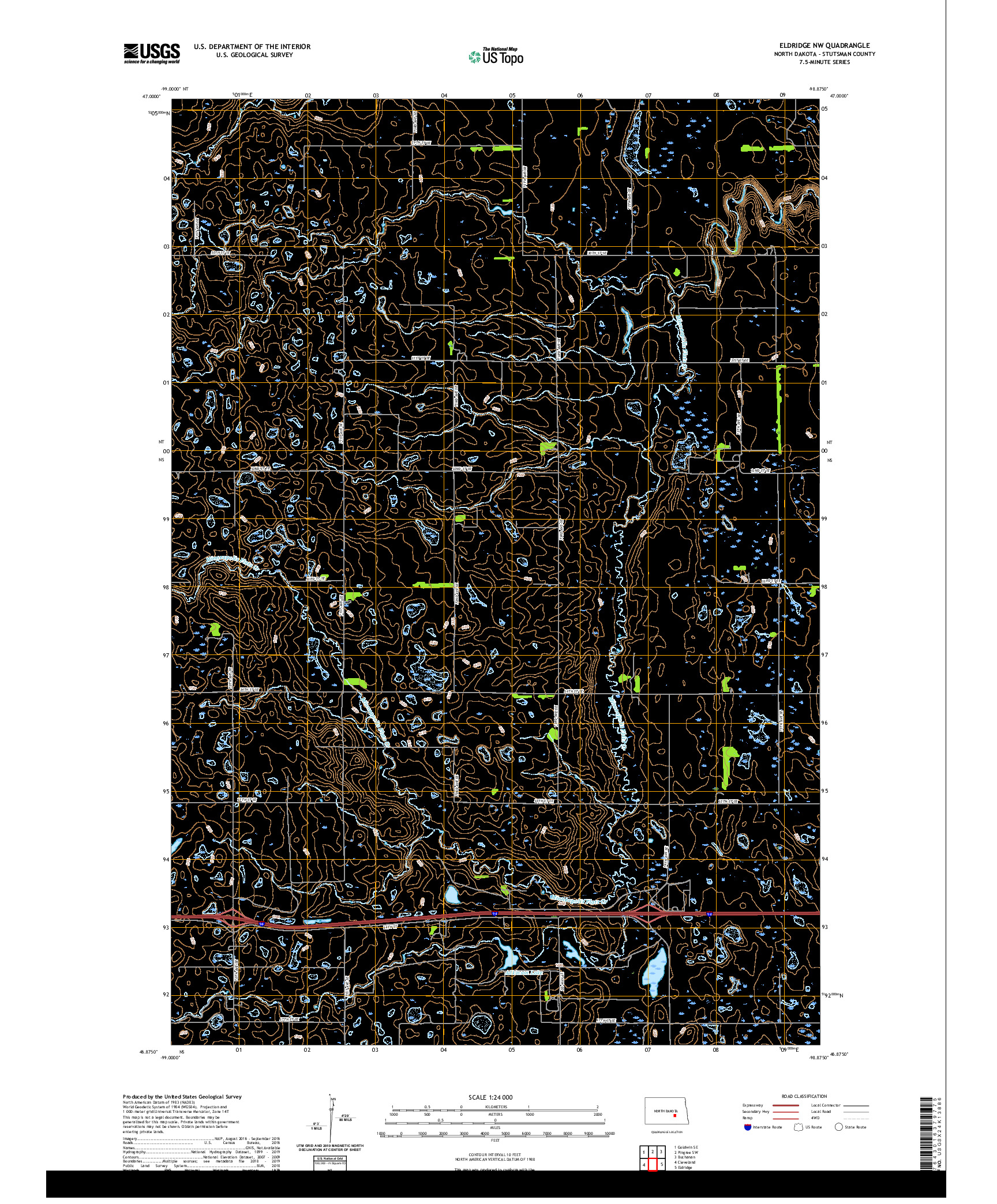 USGS US TOPO 7.5-MINUTE MAP FOR ELDRIDGE NW, ND 2020